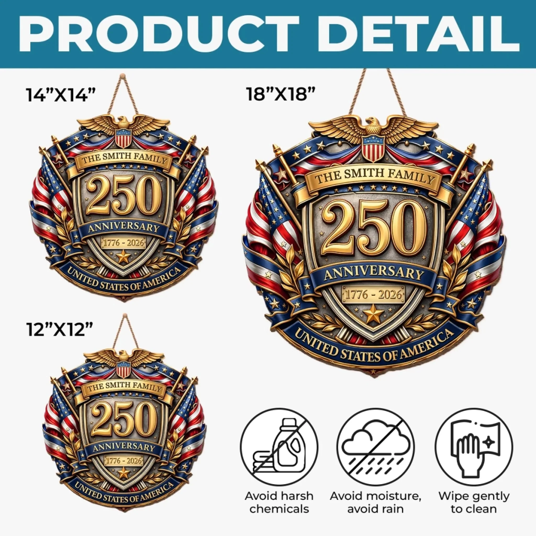 Custom Wood Sign - Personalized America 250th Anniversary Gifts For Mom, Dad, Brother, Sister, Kids - Courage Built Our Legacy - Image 6