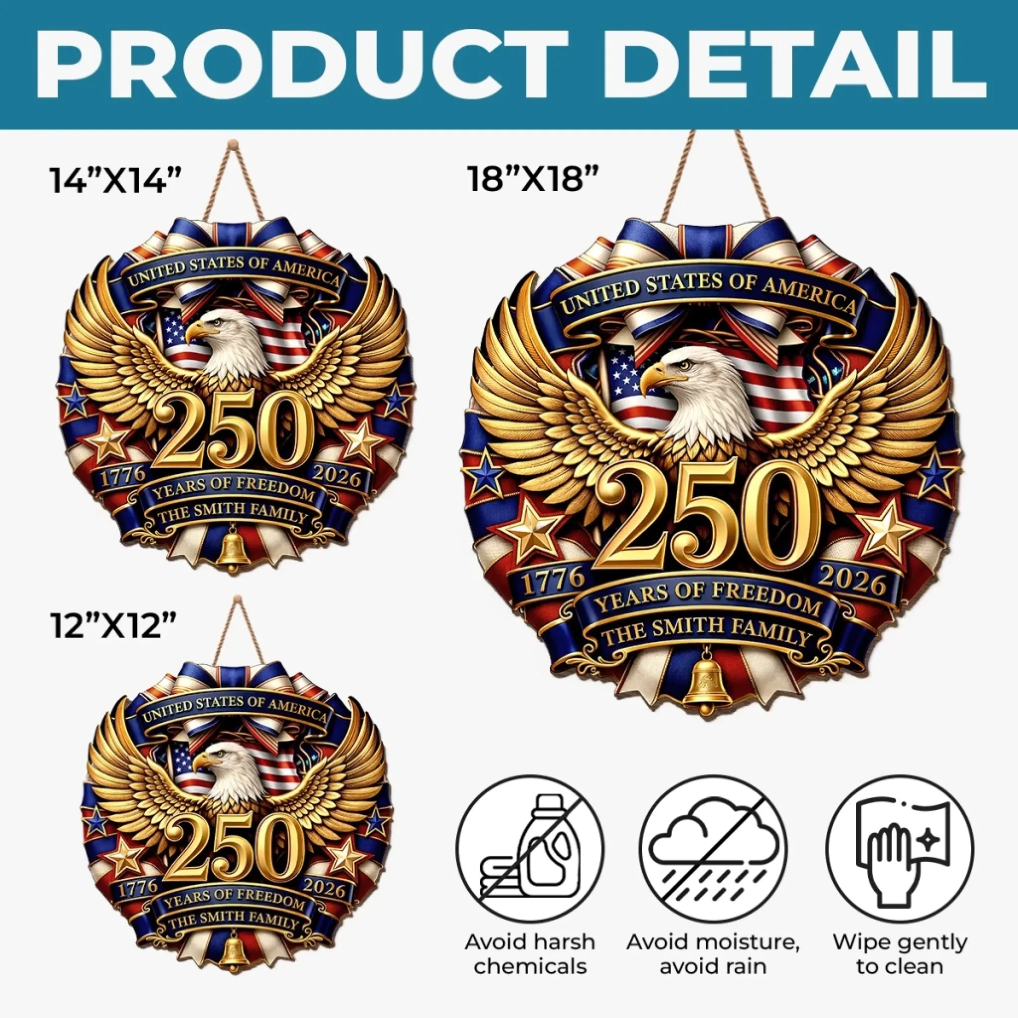 Custom Wood Sign - Personalized America 250th Anniversary Gifts For Mom, Dad, Brother, Sister, Kids - Family And The American Dream - Image 6