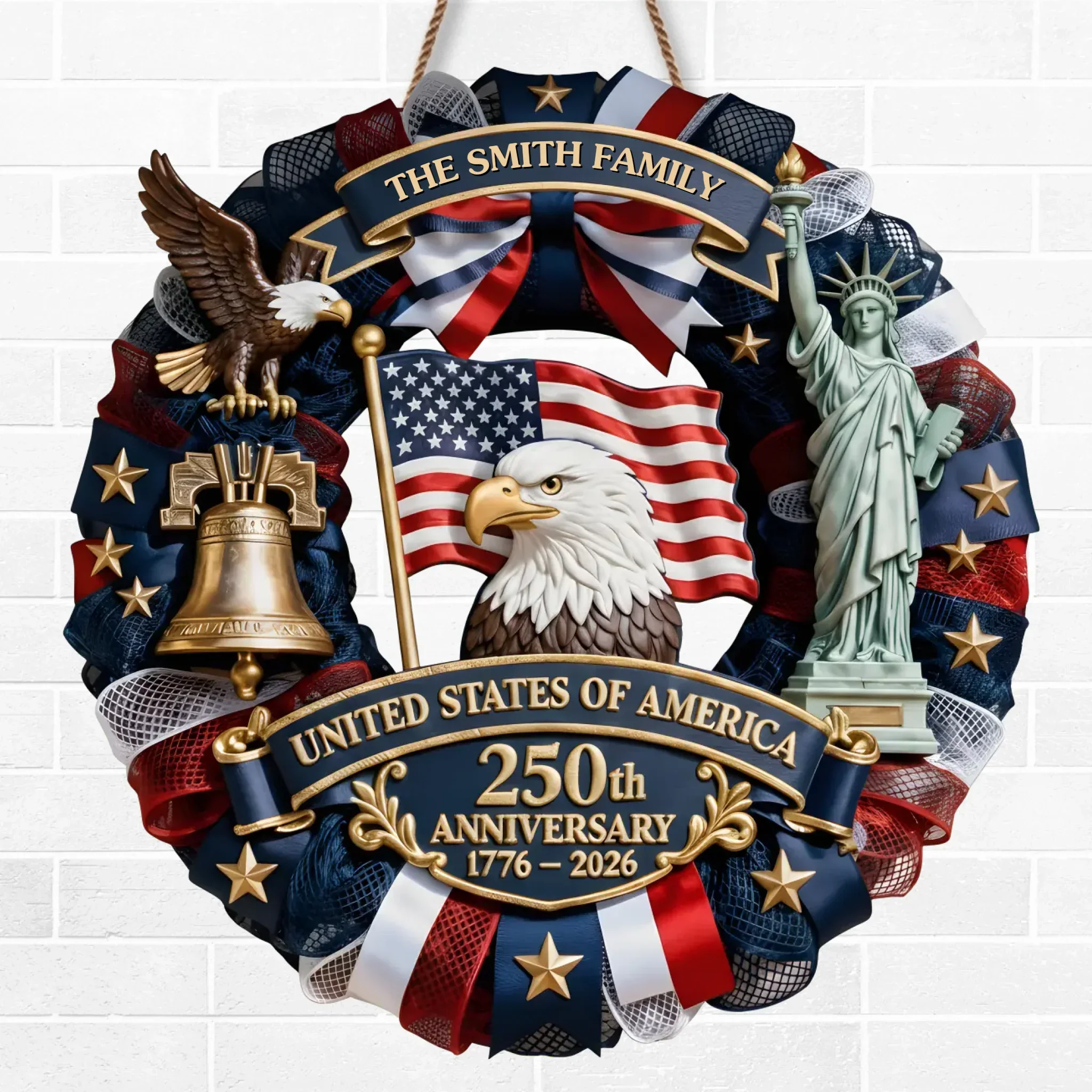 Custom Wood Sign - Personalized America 250th Anniversary Gifts For Mom, Dad, Brother, Sister, Kids - Family Forever United - Image 2