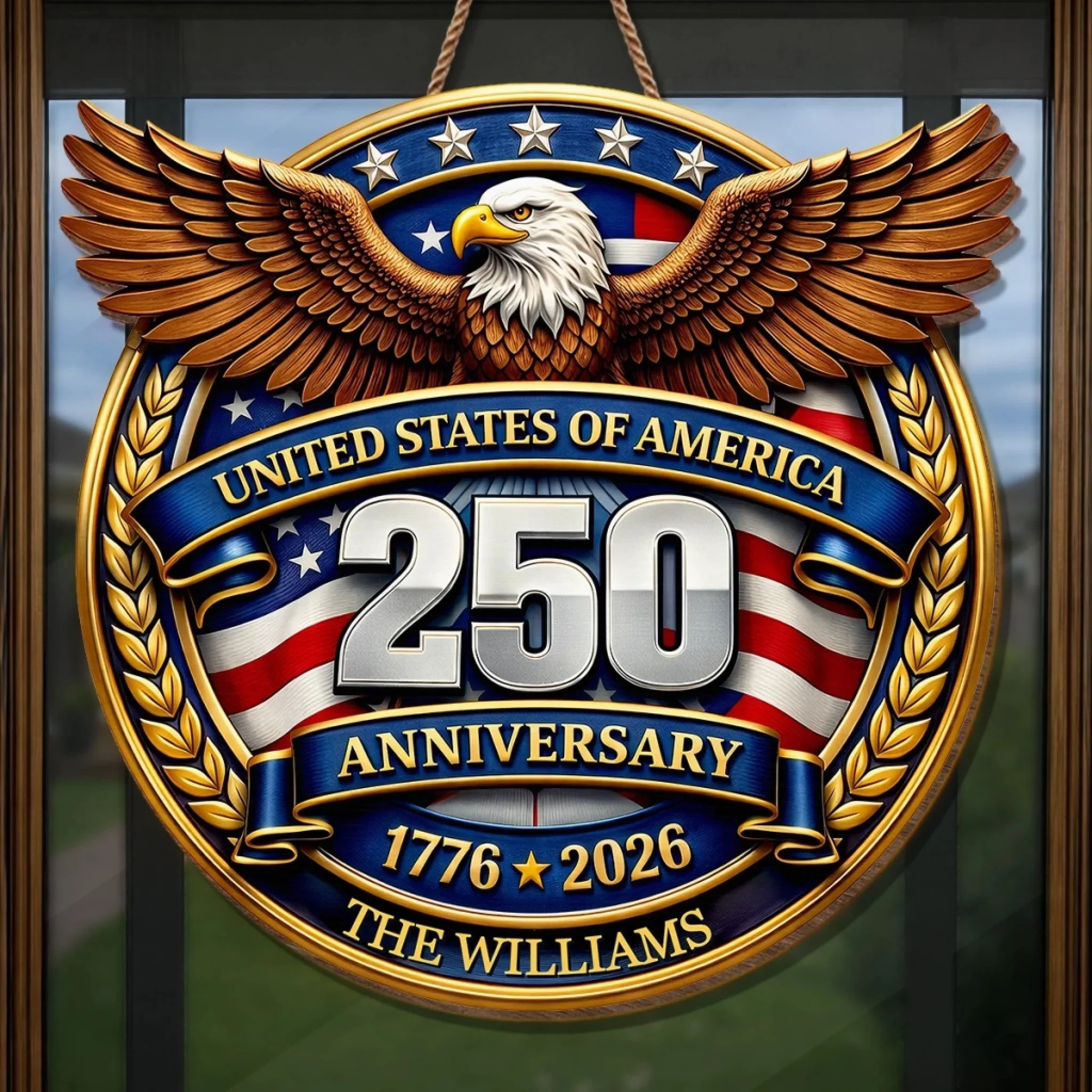 Custom Wood Sign - Personalized America 250th Anniversary Gifts For Mom, Dad, Brother, Sister, Kids - Freedom Lights Our Future - Image 4