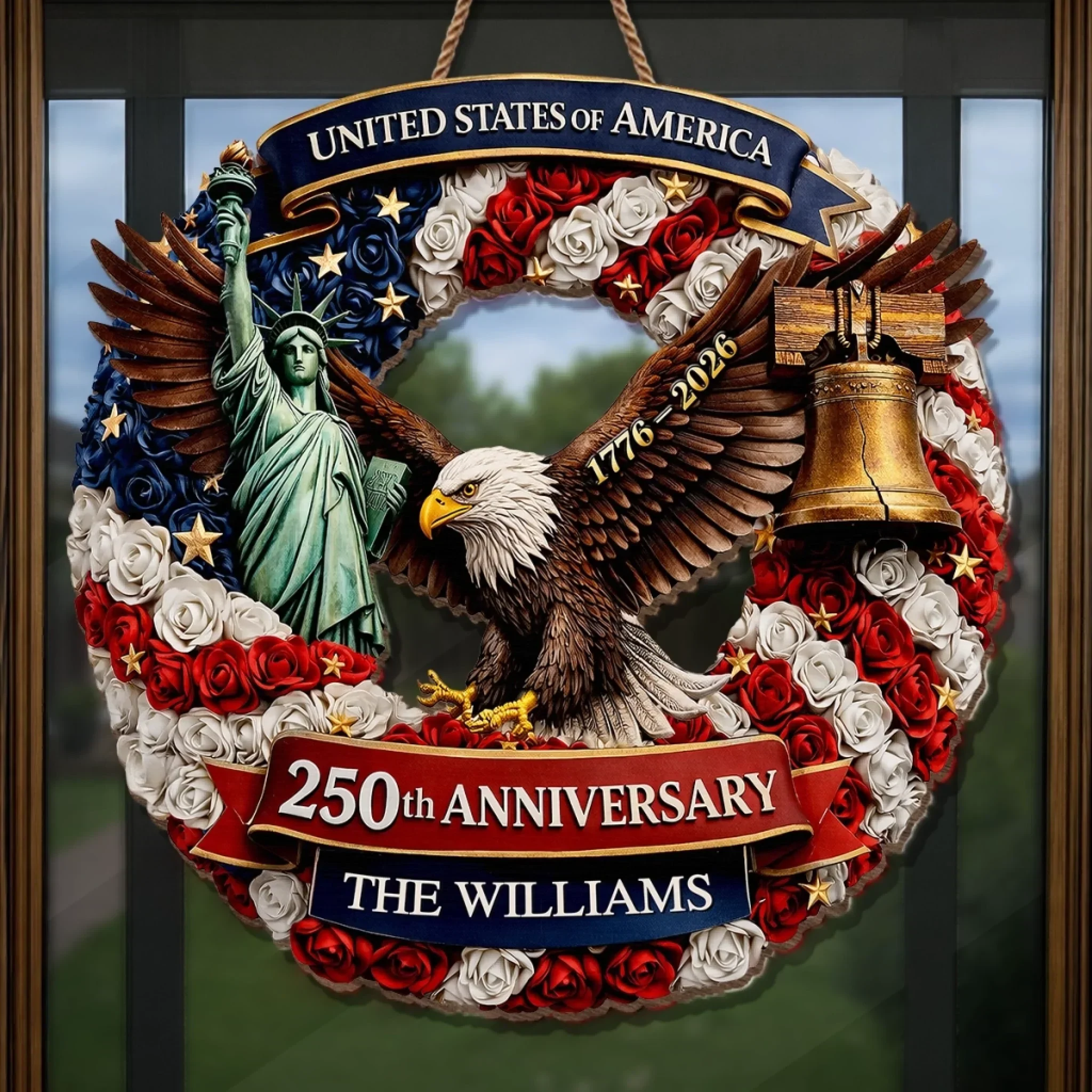 Custom Wood Sign - Personalized America 250th Anniversary Gifts For Mom, Dad, Brother, Sister, Kids - Freedom Lives In Us - Image 4