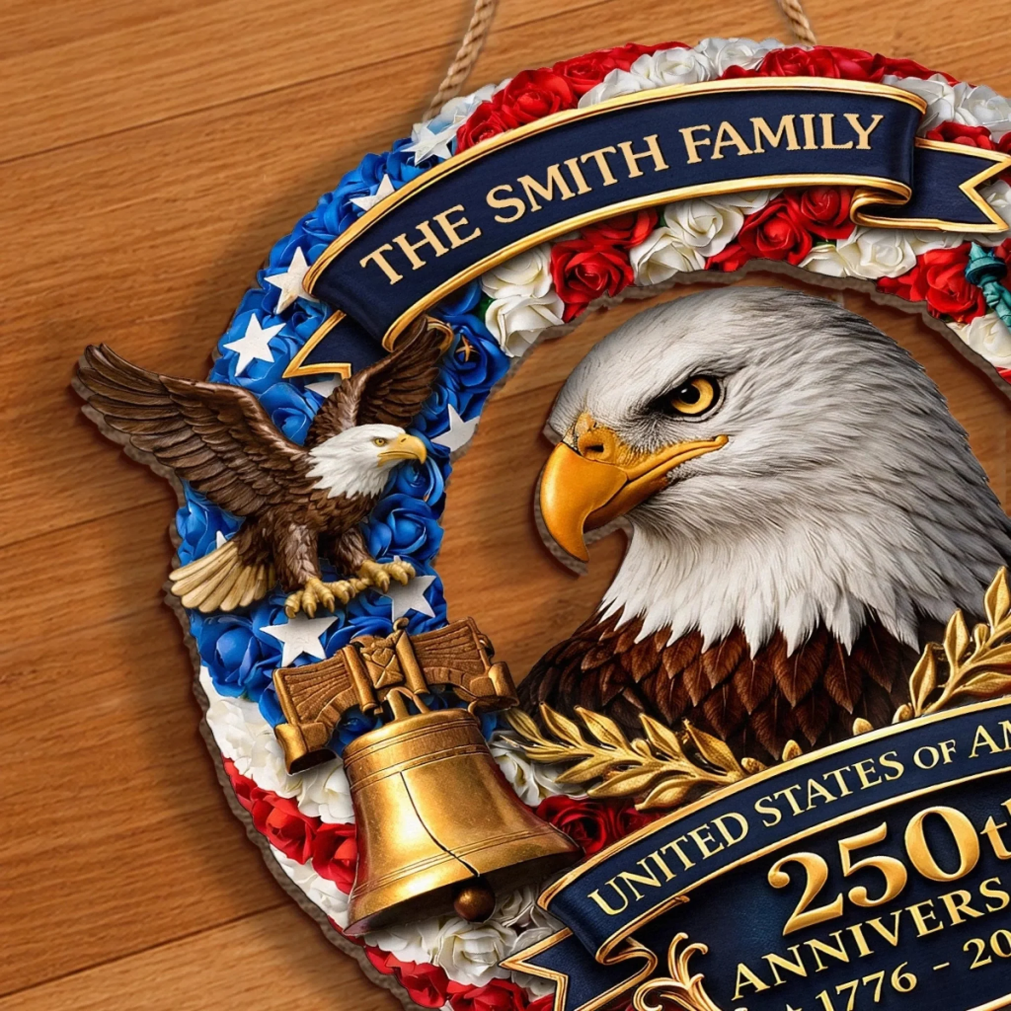 Custom Wood Sign - Personalized America 250th Anniversary Gifts For Mom, Dad, Brother, Sister, Kids - Freedom On Wheels - Image 5