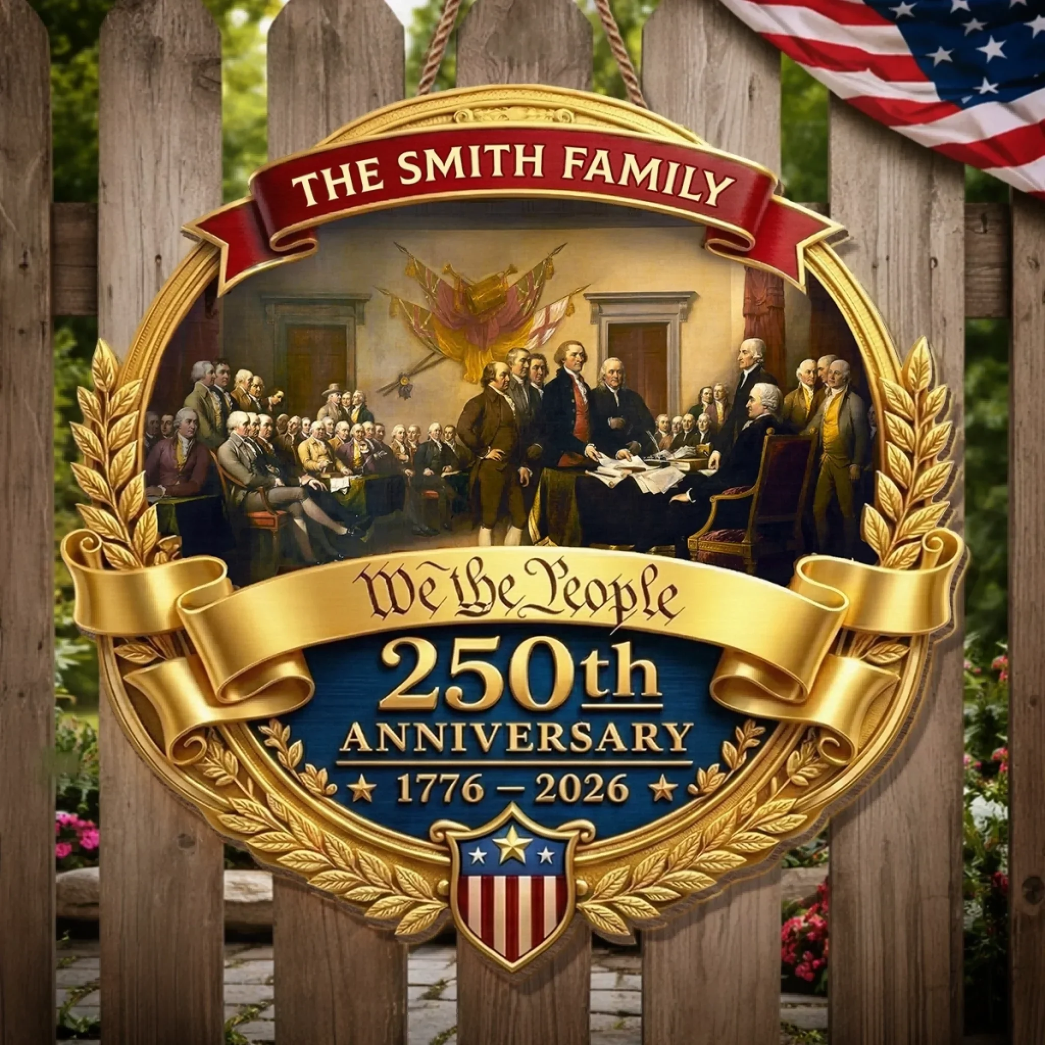 Custom Wood Sign - Personalized America 250th Anniversary Gifts For Mom, Dad, Brother, Sister, Kids - Freedom Shapes Our Journey - Image 2