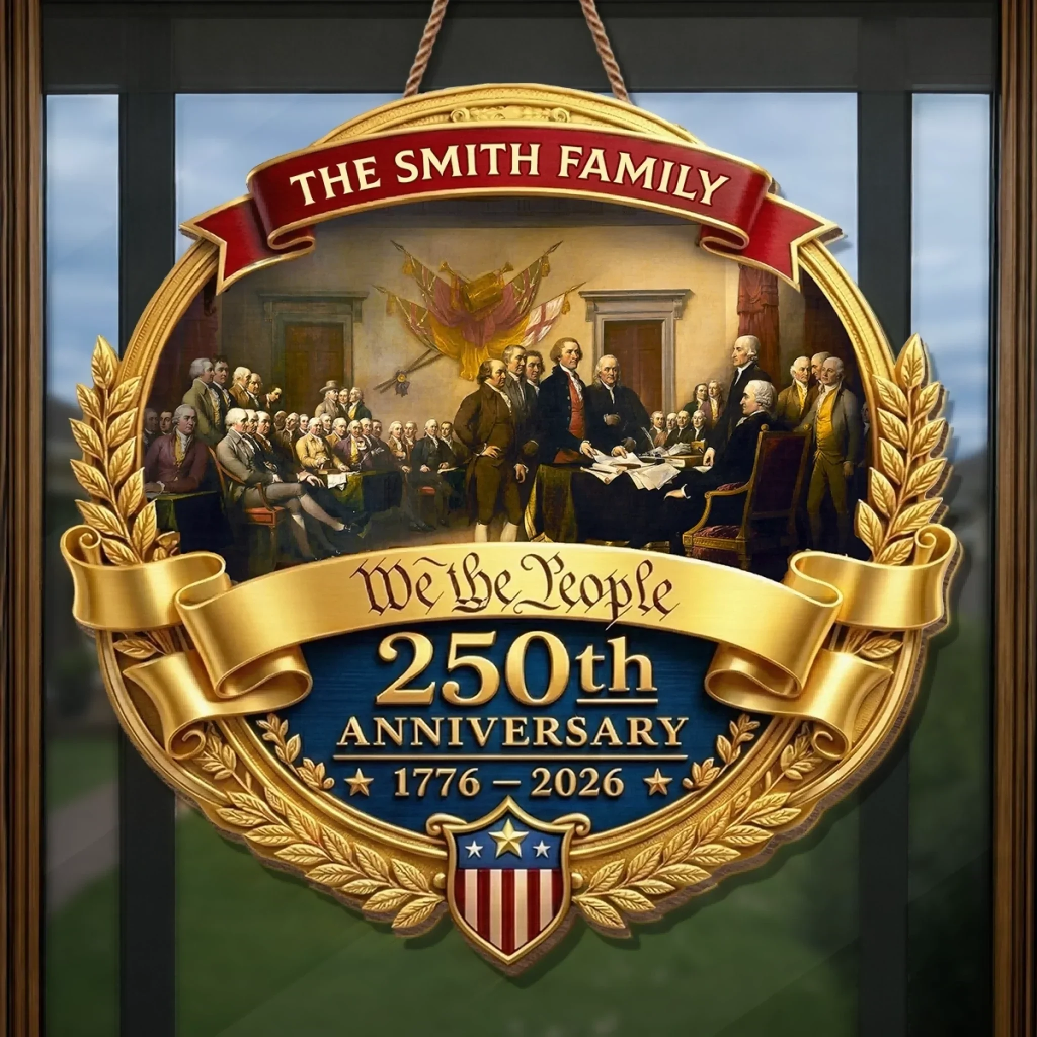 Custom Wood Sign - Personalized America 250th Anniversary Gifts For Mom, Dad, Brother, Sister, Kids - Freedom Shapes Our Journey - Image 3