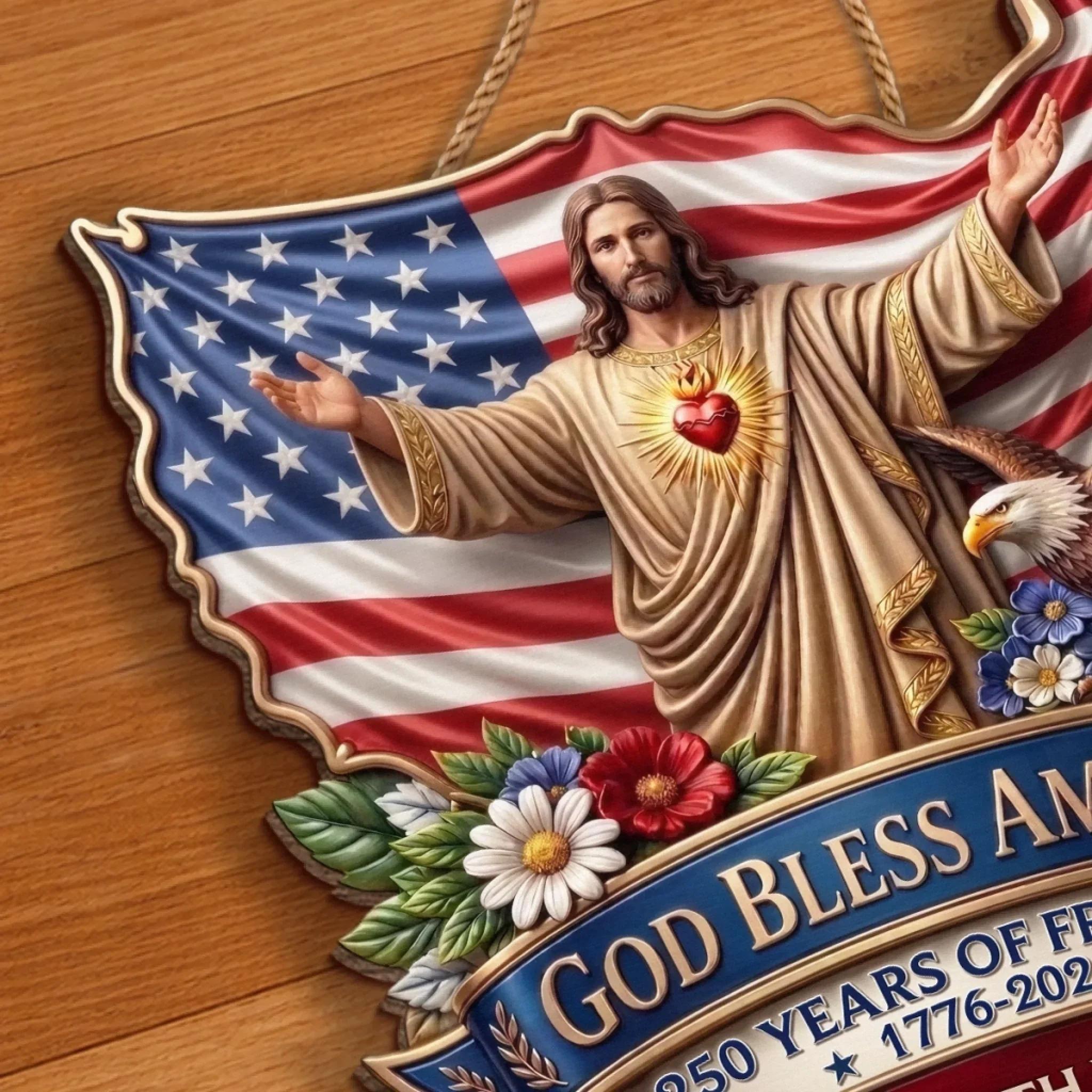 Custom Wood Sign - Personalized America 250th Anniversary Gifts For Mom, Dad, Brother, Sister, Kids - God Bless America - Image 5