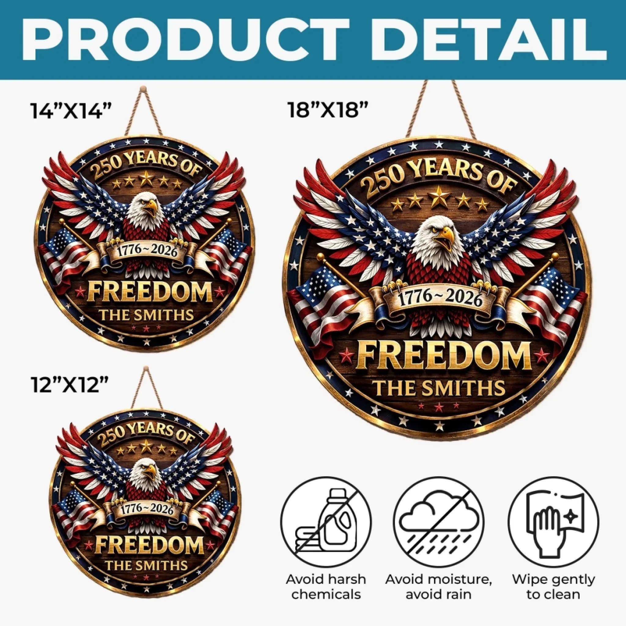 Custom Wood Sign - Personalized America 250th Anniversary Gifts For Mom, Dad, Brother, Sister, Kids - Proud Of Our Shared Story - Image 6