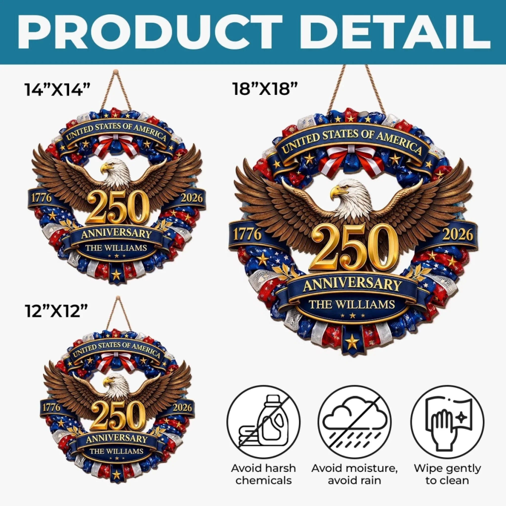 Custom Wood Sign - Personalized America 250th Anniversary Gifts For Mom, Dad, Brother, Sister, Kids - Strength Forged Through Time - Image 6