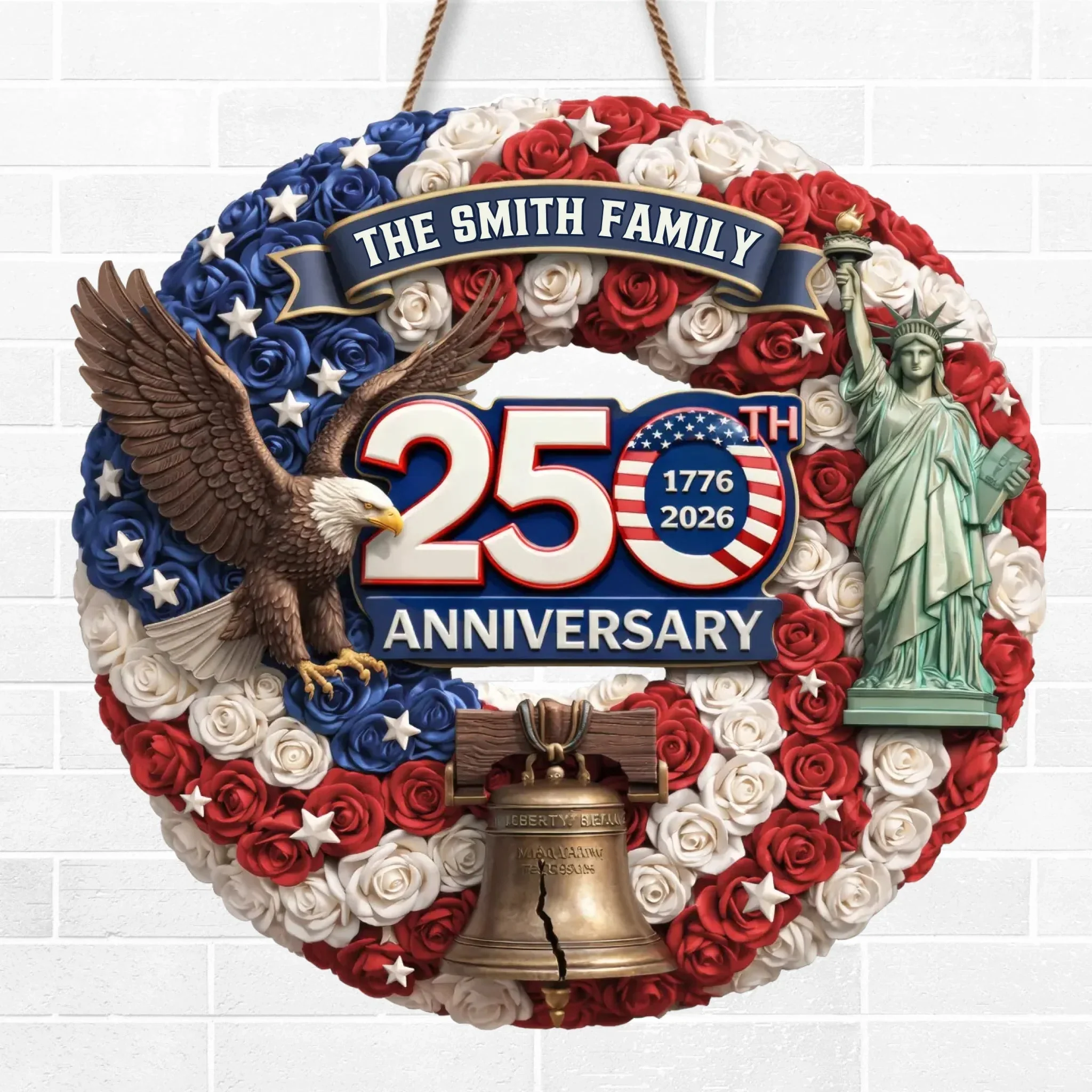 Custom Wood Sign - Personalized America 250th Anniversary Gifts For Mom, Dad, Brother, Sister, Kids - Unity Makes Us Strong - Image 2