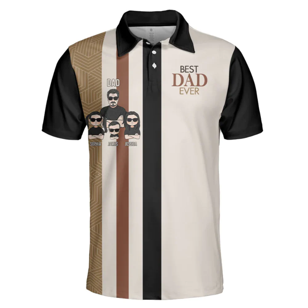 Custome Name Family Best Dad Ever - Gift For Father, Grandfather - Men Polo - Image 2