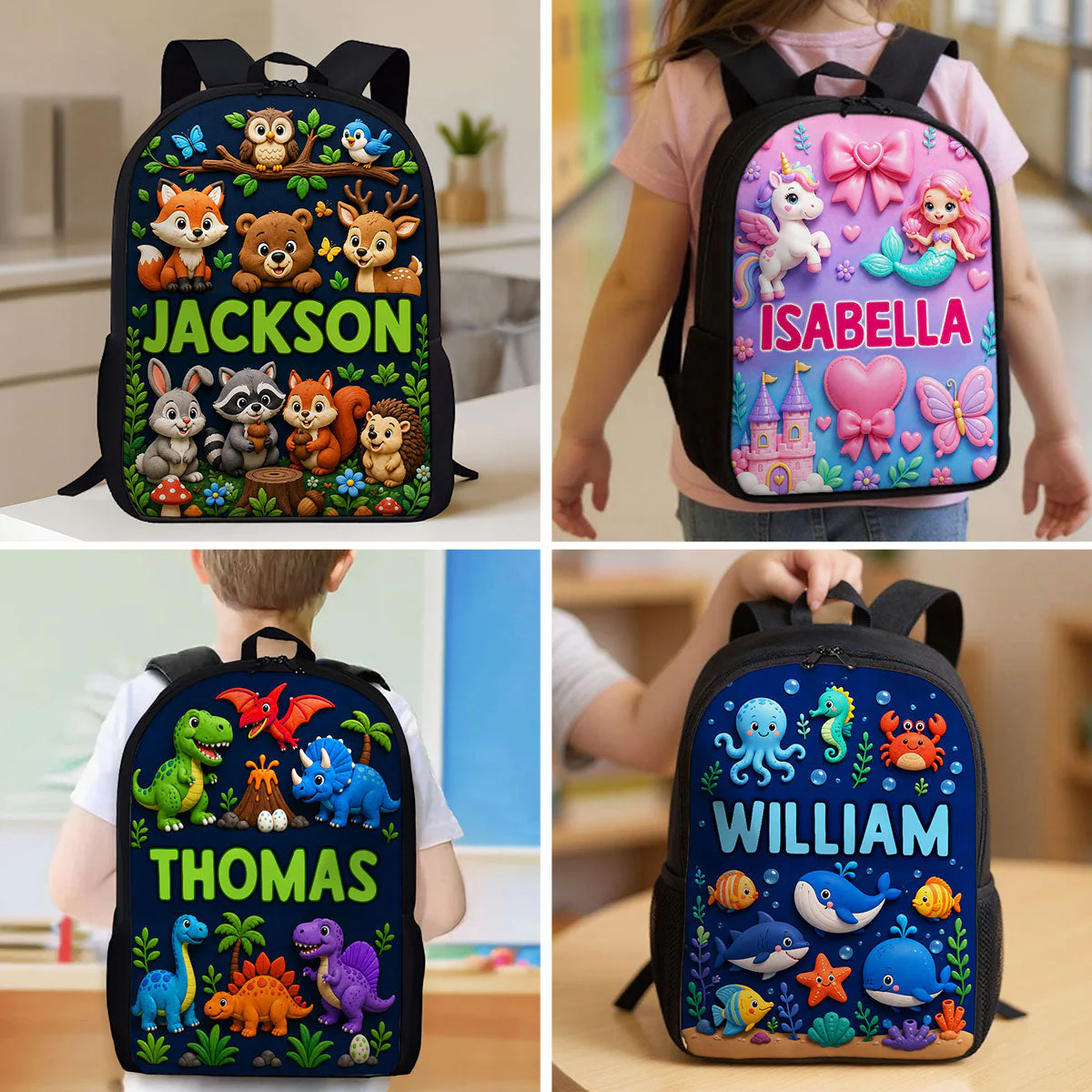 Cute Animal Adventure - Personalized Backpack - Back To School Gift For Kids - Image 3