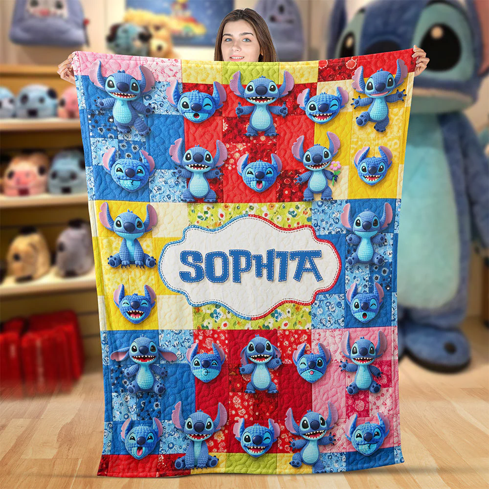 Cute Blue Sti Blanket - Personalized Blanket - Christmas Gift HH01