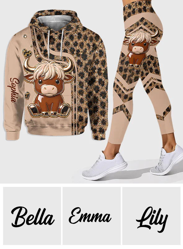 Cute Highland Cow - Personalized Hoodie And Leggings - Gift For Her, Farmers - Image 10