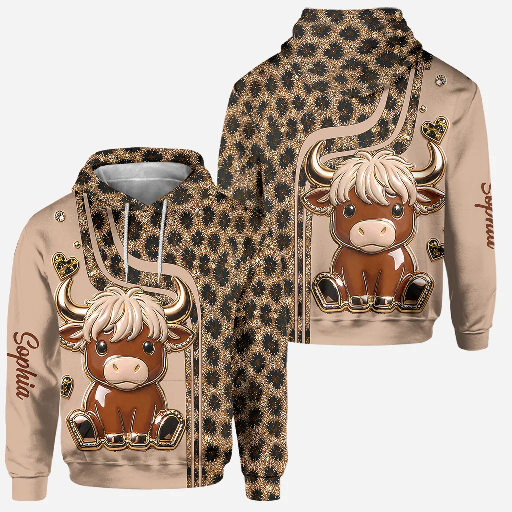 Cute Highland Cow - Personalized Hoodie And Leggings - Gift For Her, Farmers - Image 2