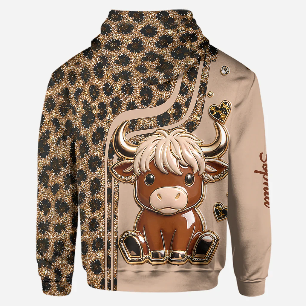 Cute Highland Cow - Personalized Hoodie And Leggings - Gift For Her, Farmers - Image 6