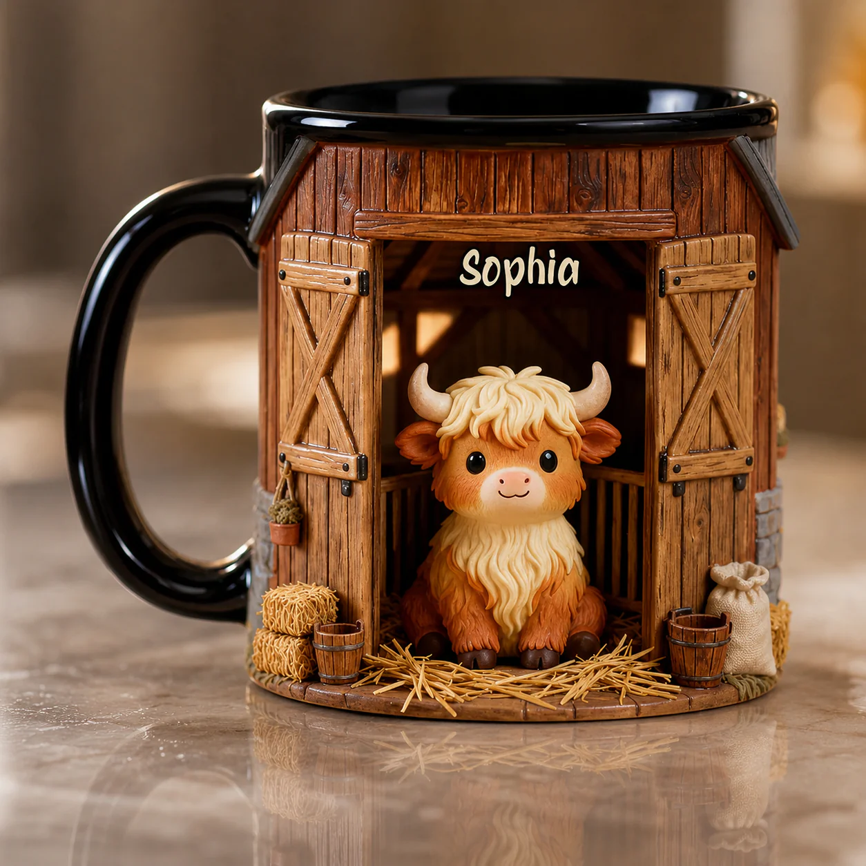 Cute Highland Cow - Personalized Mug - Gift For Farmers - Image 2