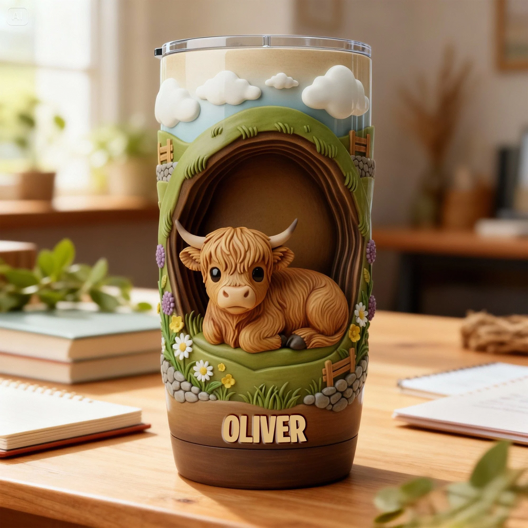 Cute Highland Cow - Personalized Tumbler - Gift For Farmers - Image 2