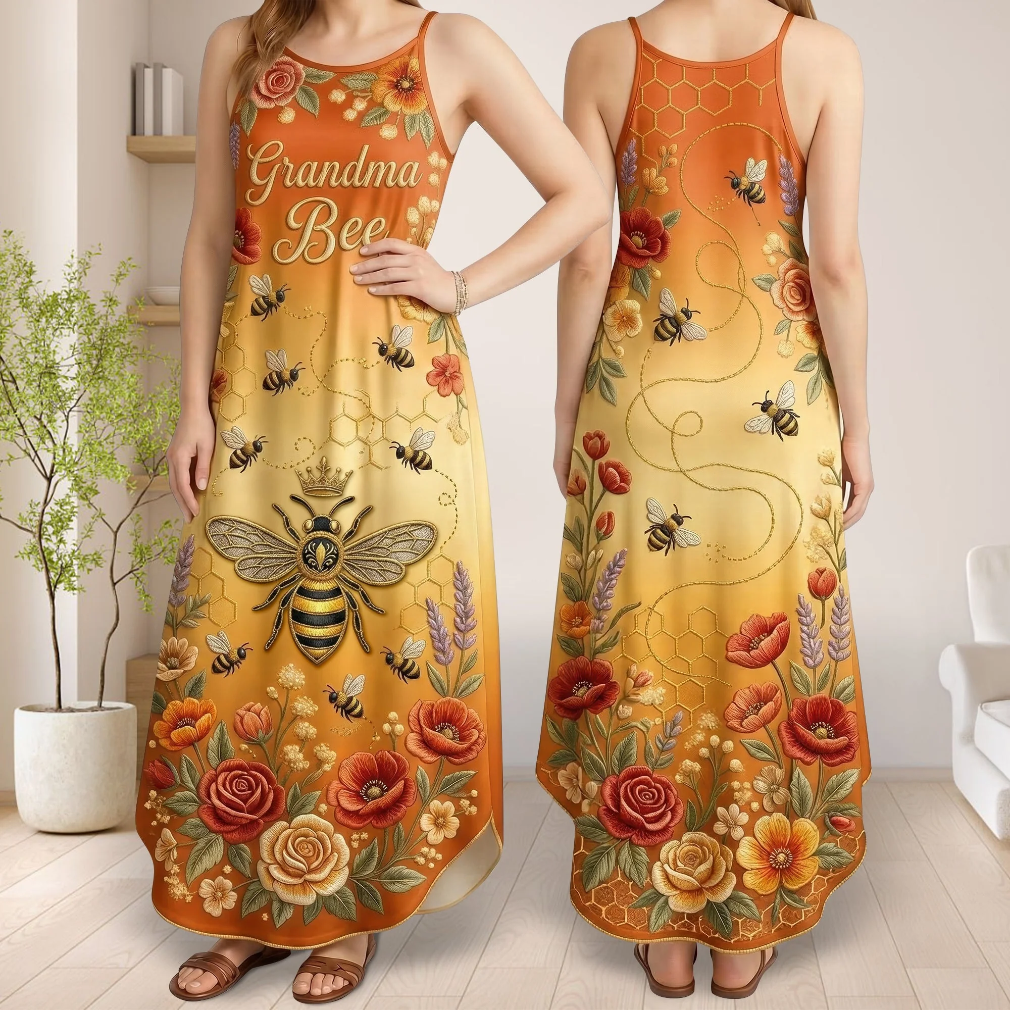 Cute Little Bee Flower - Personalized Maxi Dress - Gift For Mom, Grandma - Image 2