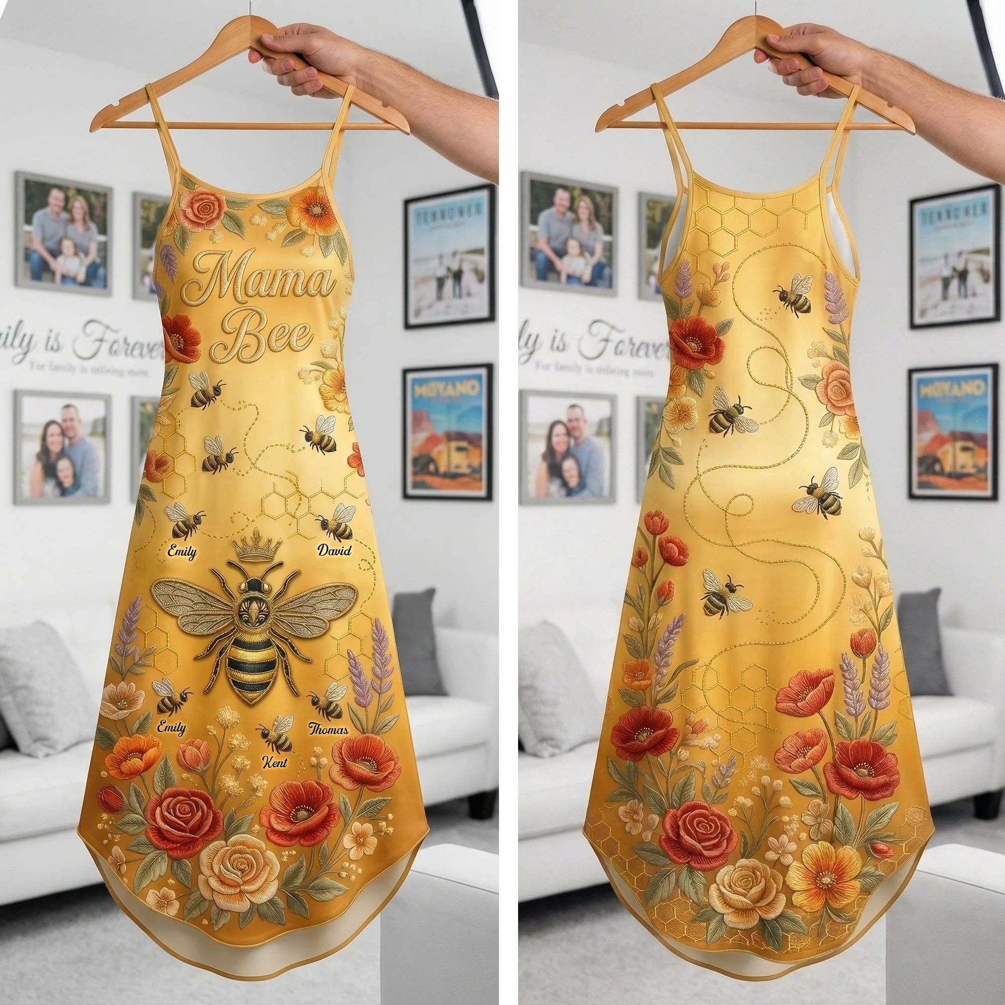 Cute Little Bee Flower - Personalized Maxi Dress - Gift For Mom, Grandma - Image 3