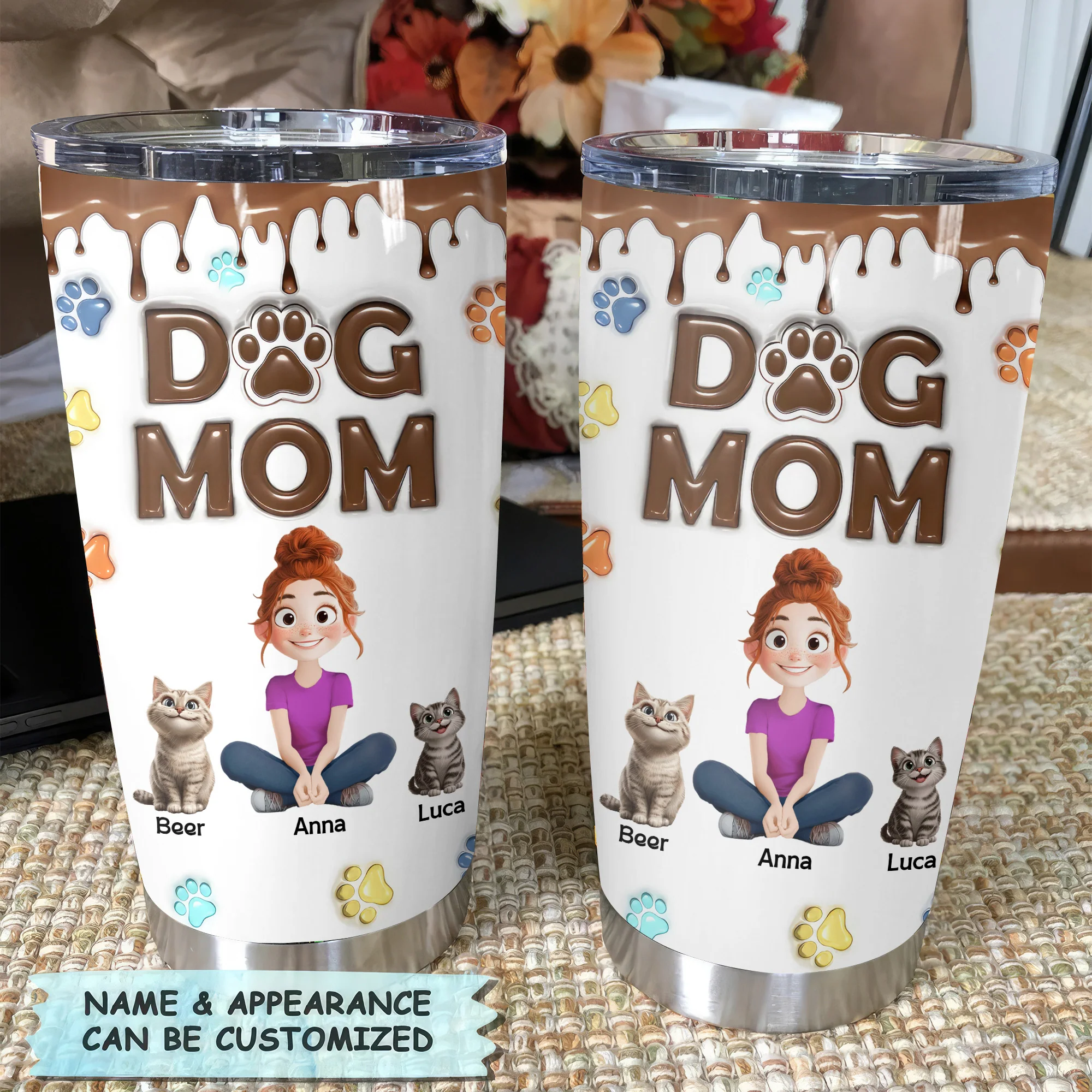 Cutest Dog Mom Melted Chocolate 3D Inflated Effect Cartoon Dog - Personalized Tumbler Cup - Gift for Pet Owners, Pet Lovers, Dog Mom | CLP15 NH96 - Image 2