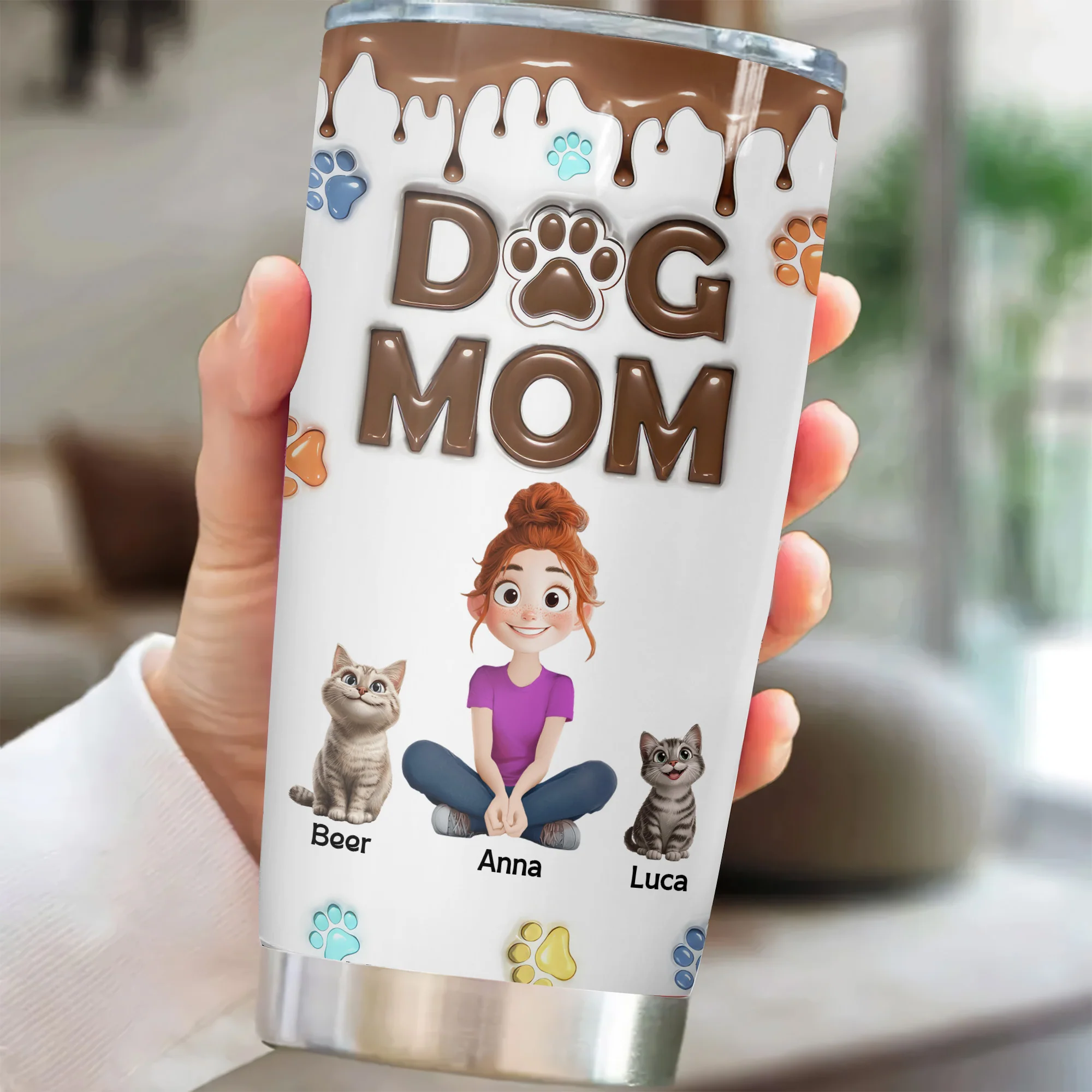 Cutest Dog Mom Melted Chocolate 3D Inflated Effect Cartoon Dog - Personalized Tumbler Cup - Gift for Pet Owners, Pet Lovers, Dog Mom | CLP15 NH96 - Image 3