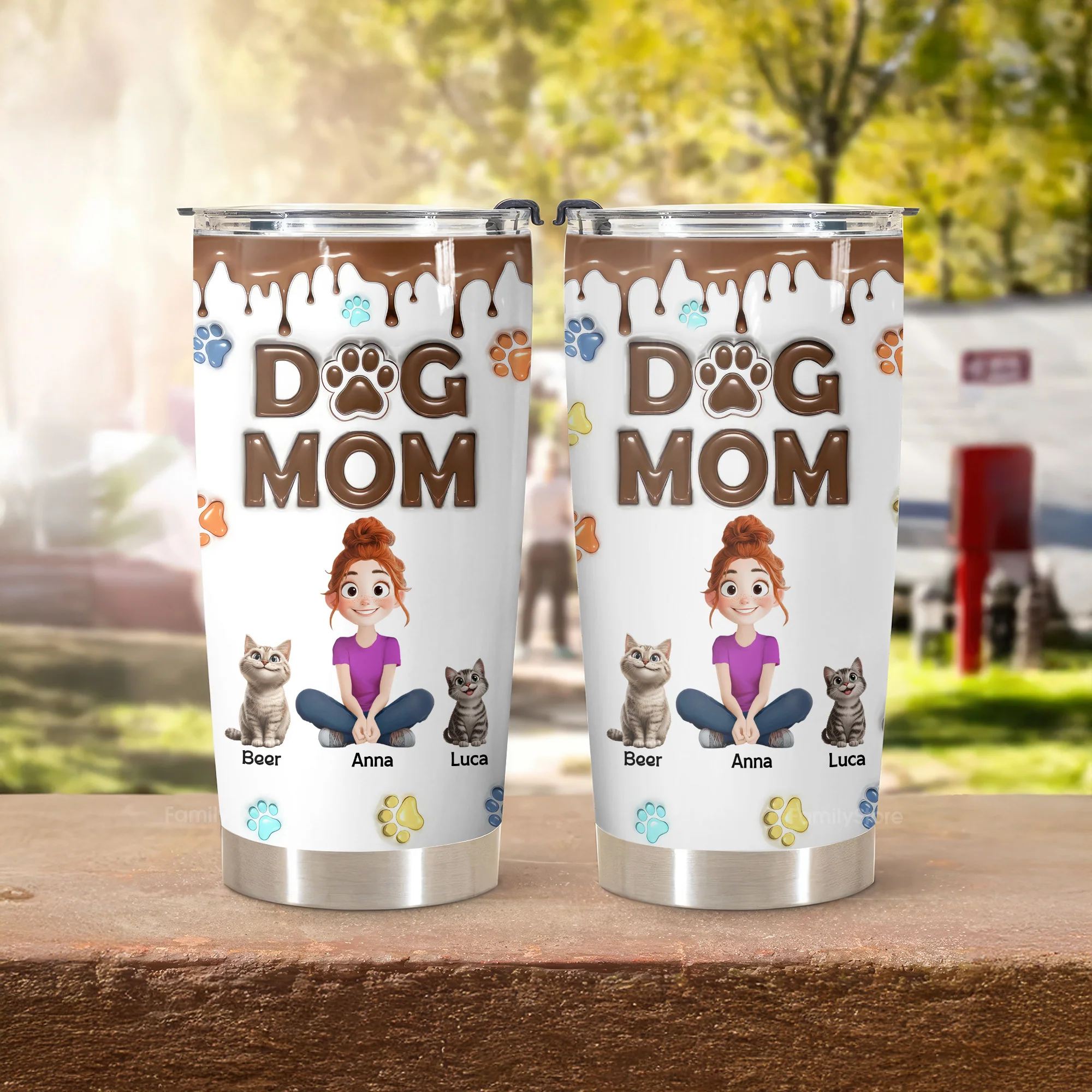 Cutest Dog Mom Melted Chocolate 3D Inflated Effect Cartoon Dog - Personalized Tumbler Cup - Gift for Pet Owners, Pet Lovers, Dog Mom | CLP15 NH96 - Image 4