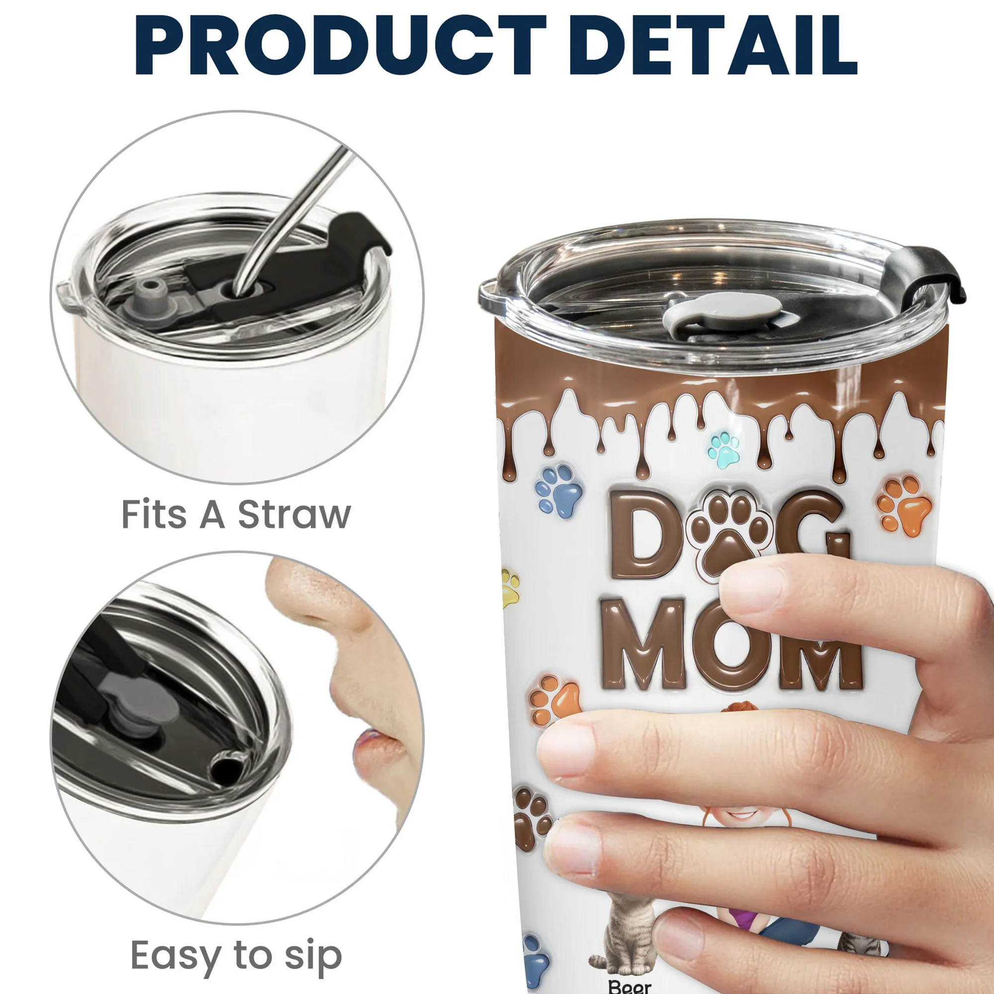 Cutest Dog Mom Melted Chocolate 3D Inflated Effect Cartoon Dog - Personalized Tumbler Cup - Gift for Pet Owners, Pet Lovers, Dog Mom | CLP15 NH96 - Image 5