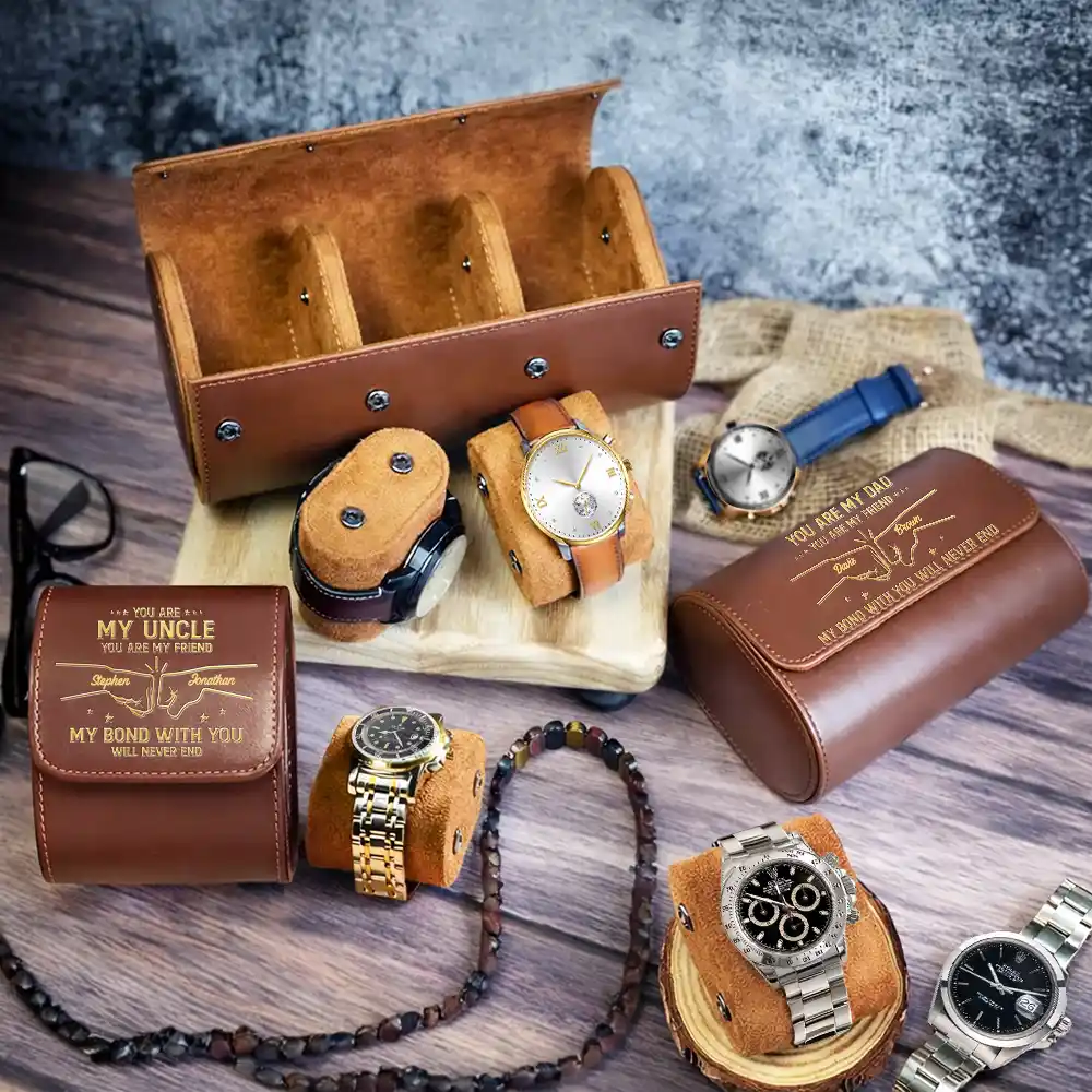 Dad Brother You Are My Friend My Bond With You Will Never End - Personalized Leather Watch Case - Gifts For Dad, Brother, Cousin - Image 2