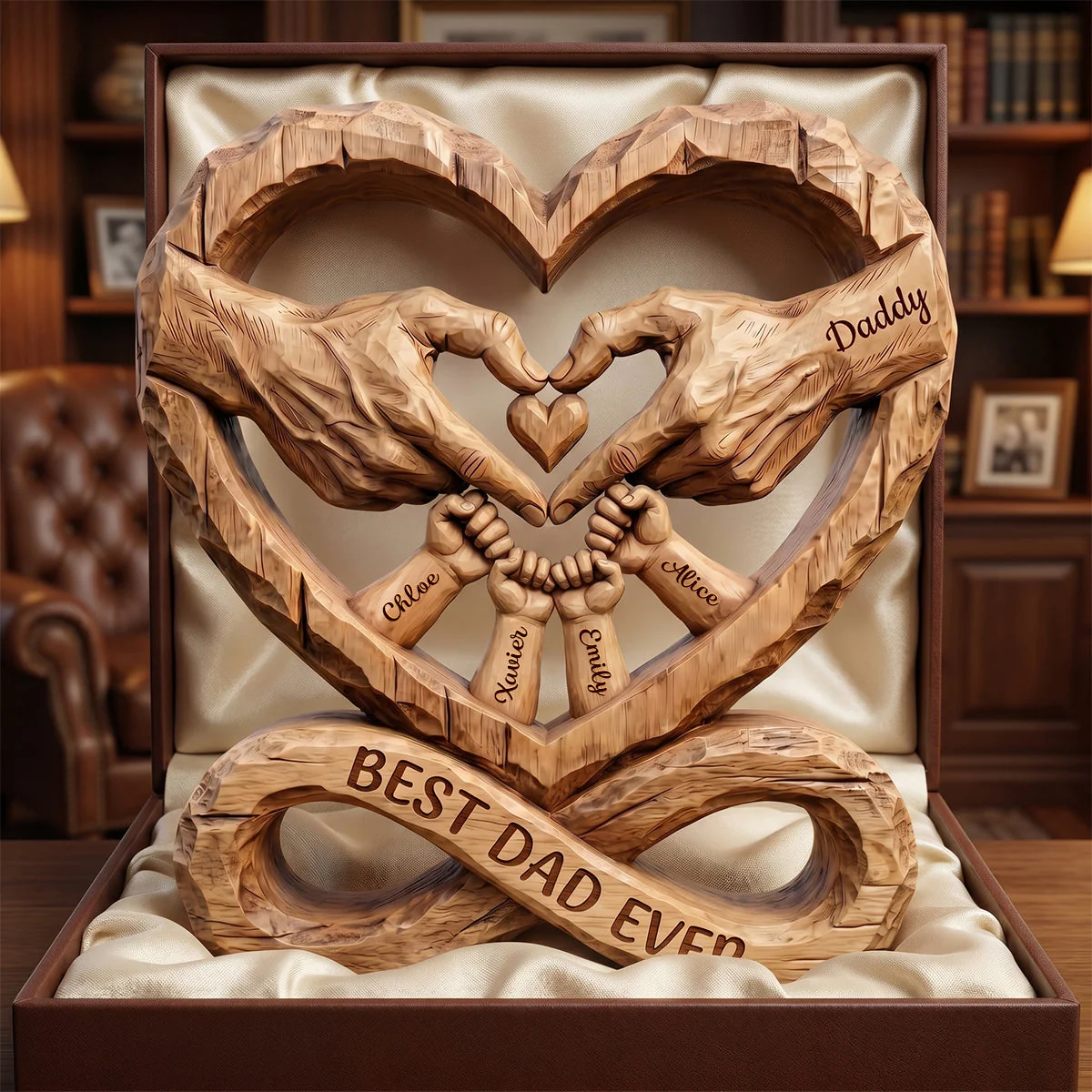 Dad Fist Bump Heart - Personalized Shape Acrylic Plaque - Gift For Dad - Image 2