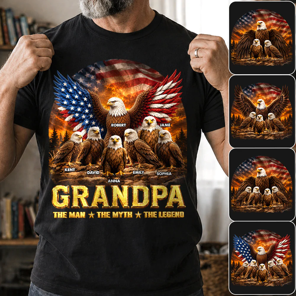 Dad Grandpa Eagle The Man The Myth The Legend - Personalized Shirt - Gift For Dad, Gift For Grandpa