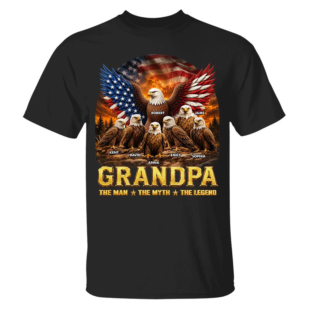 Dad Grandpa Eagle The Man The Myth The Legend - Personalized Shirt - Gift For Dad, Gift For Grandpa - Image 2