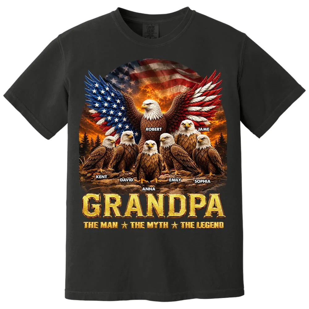 Dad Grandpa Eagle The Man The Myth The Legend - Personalized Shirt - Gift For Dad, Gift For Grandpa - Image 3