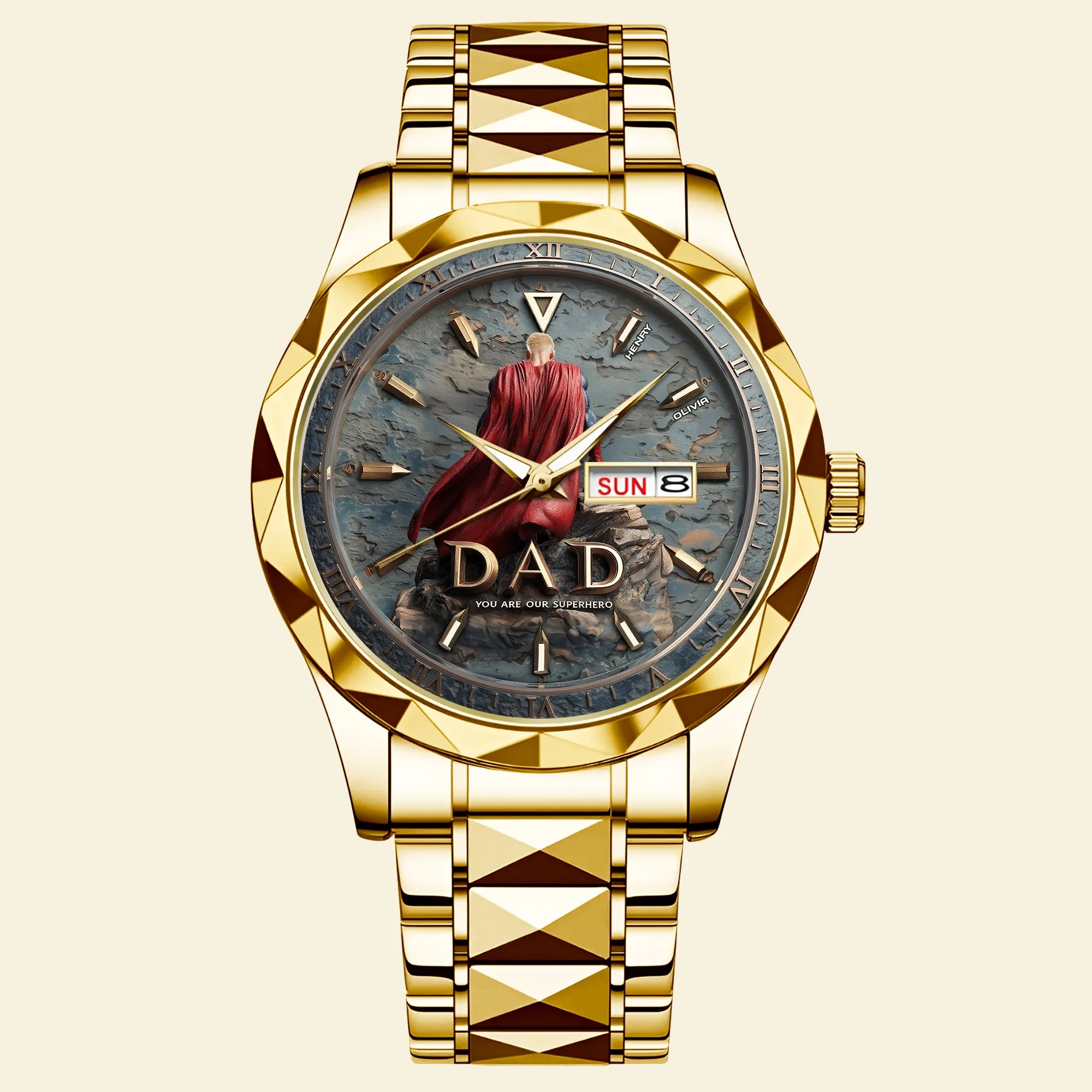 Dad Grandpa You Are Our Superhero - Personalized Men's Wrist Watch - Gift For Dad, Grandpa - Image 5