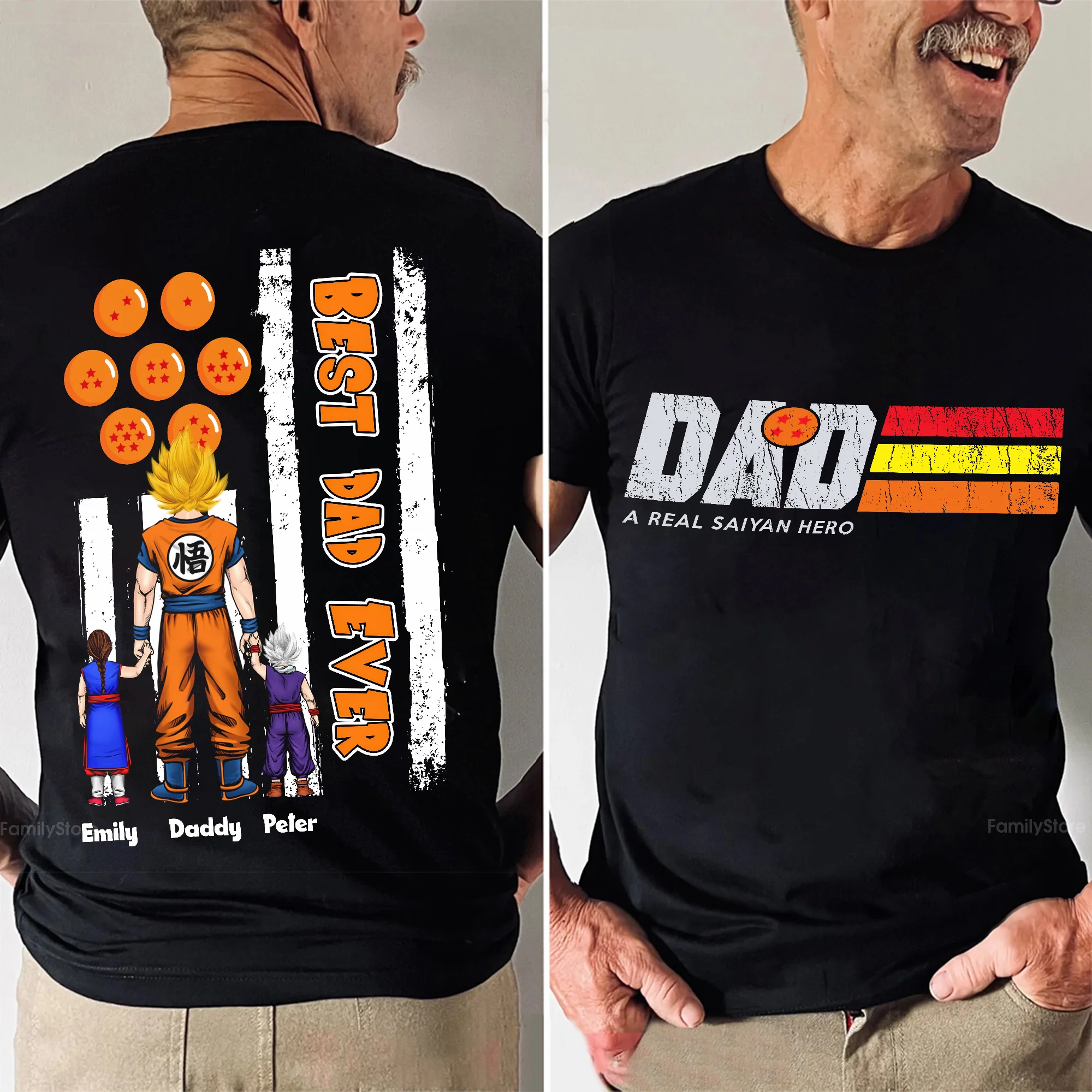 Dad Is A Real Saiyan Hero - Personalized Shirt 2 Side - Gift for Dad