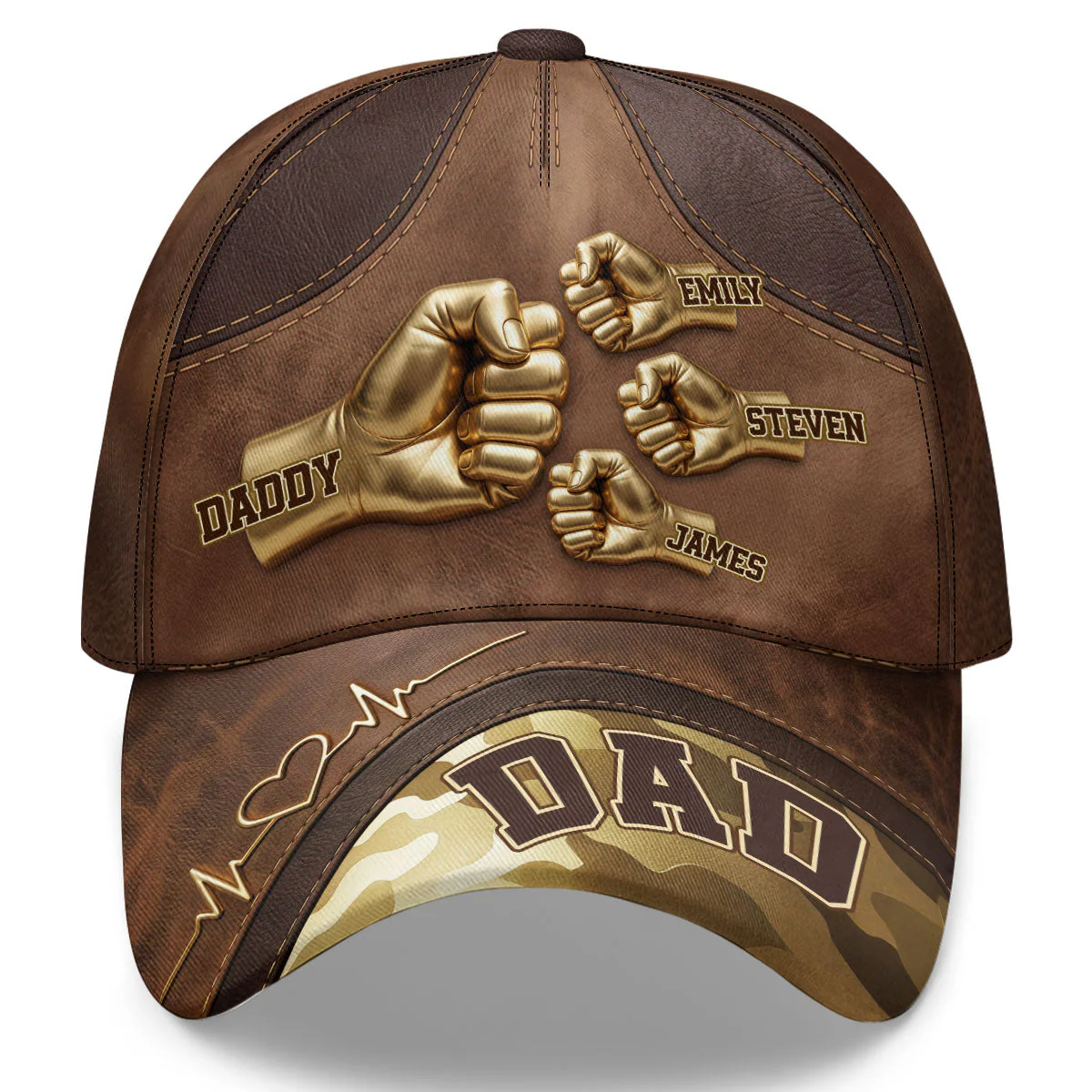 Dad Kids Holding Hand - Personalized Classic Cap - Gift For Dad, Grandpa - Image 3