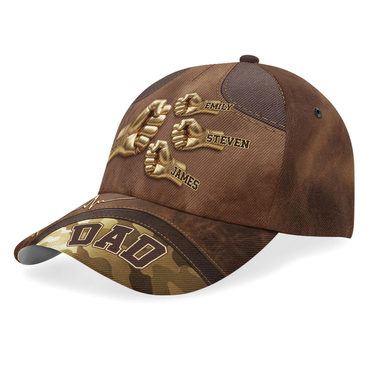 Dad Kids Holding Hand - Personalized Classic Cap - Gift For Dad, Grandpa - Image 4