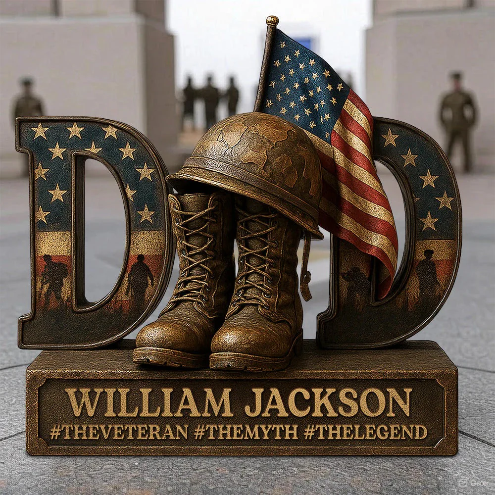 Dad Military With America Flag - Shape Acrylic Plaque - Gift For Patriotic, Veteran | HN02 - Image 5