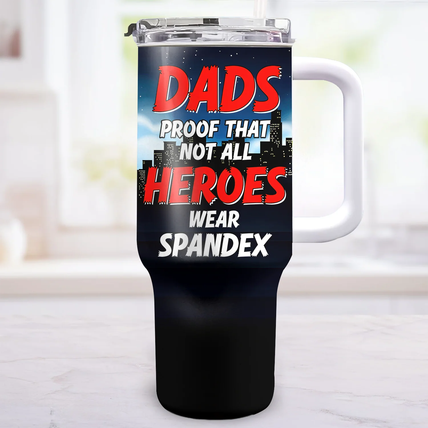 Dad Proof That Not All Heroes Wear Spandex - Personalized 40oz Tumbler Cup With Straw - Gift For Dad, Father's Day | CL02 NA94 - Image 3
