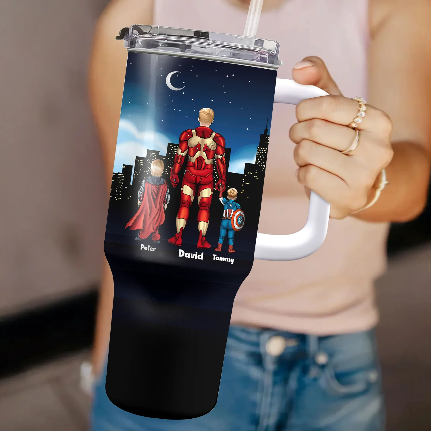 Dad Proof That Not All Heroes Wear Spandex - Personalized 40oz Tumbler Cup With Straw - Gift For Dad, Father's Day | CL02 NA94 - Image 4