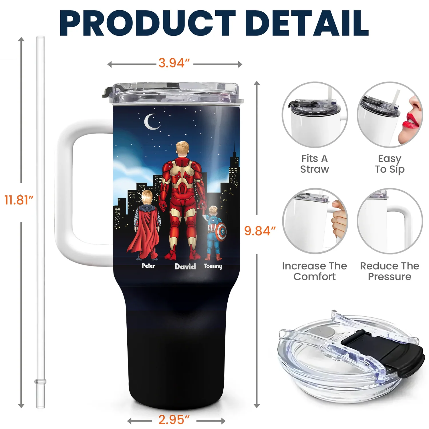 Dad Proof That Not All Heroes Wear Spandex - Personalized 40oz Tumbler Cup With Straw - Gift For Dad, Father's Day | CL02 NA94 - Image 5