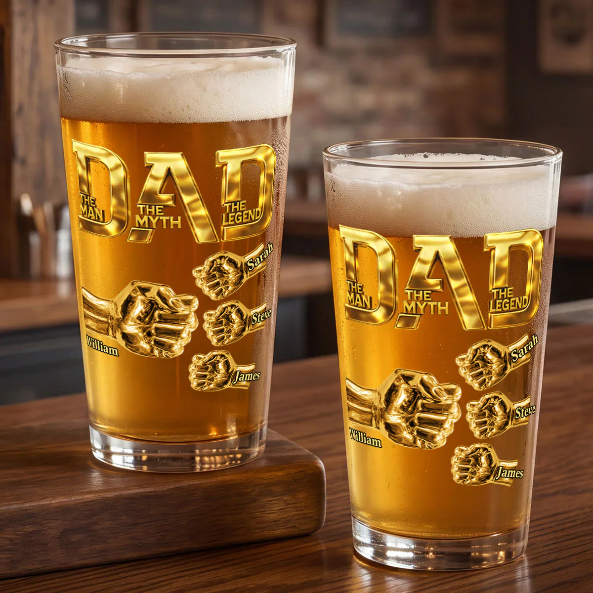 Dad The Man The Myth The Legend -  Personalized Beer Glass - Gift For Dad, Grandpa - Image 4