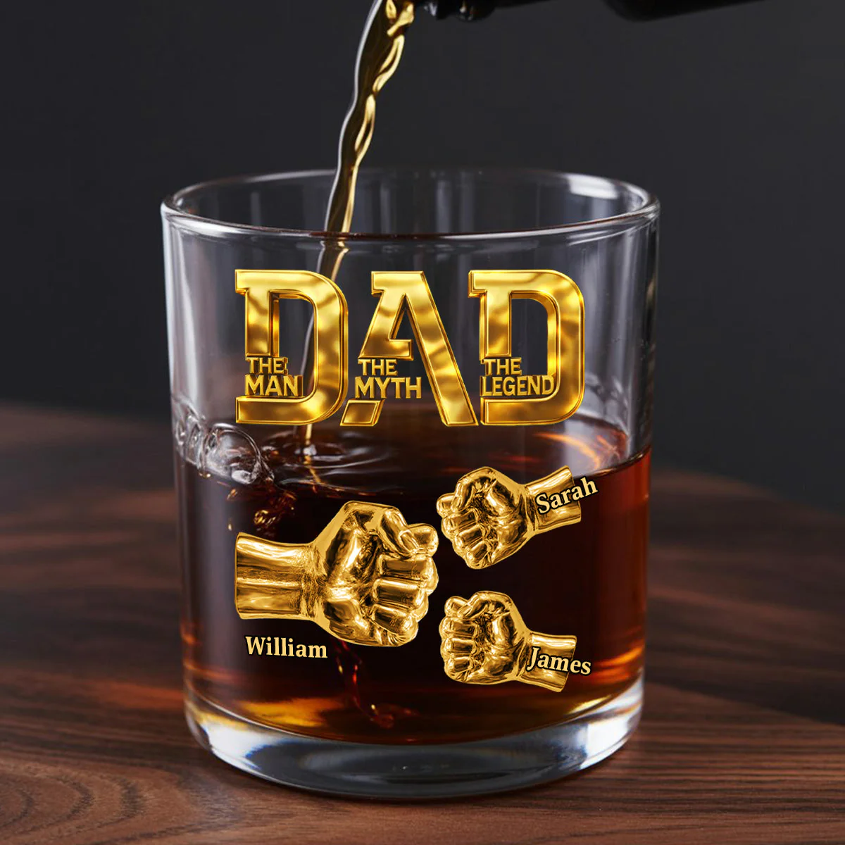 Dad The Man The Myth The Legend -  Personalized Whiskey Glass - Gift For Dad, Grandpa - Image 5