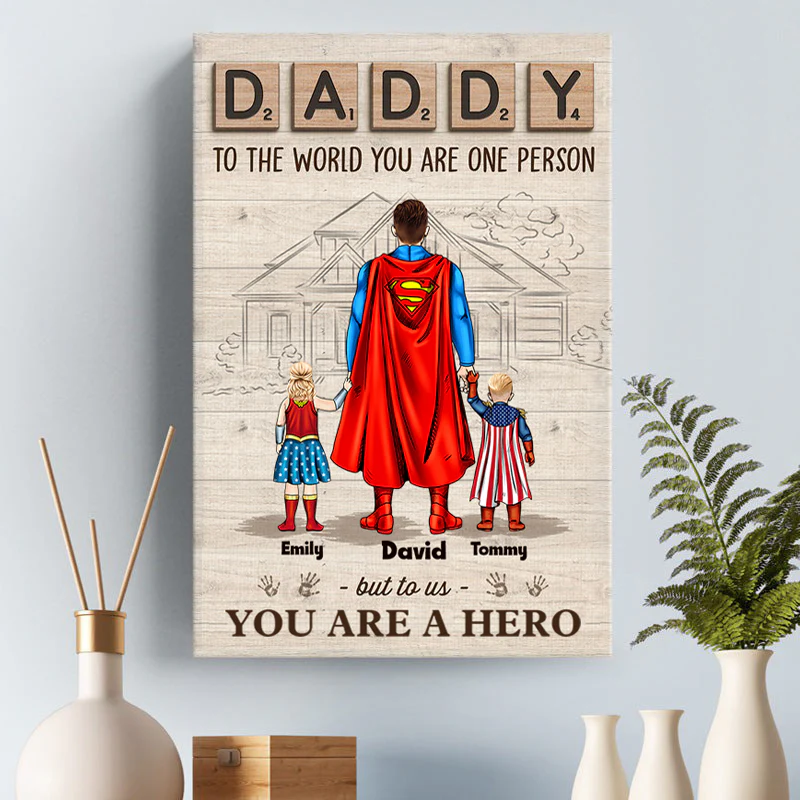 Dad We Love You - Gift For Dad, Grandfather - Personalized Canvas Poster - Image 3