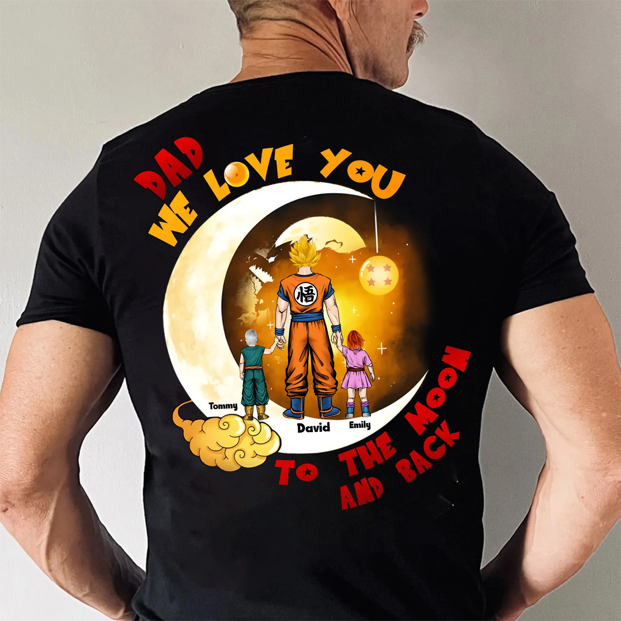 DrBa Dad We Love You To The Moon And Back - Gift For Father's Day - Personalized Shirt 2 Side - Image 4