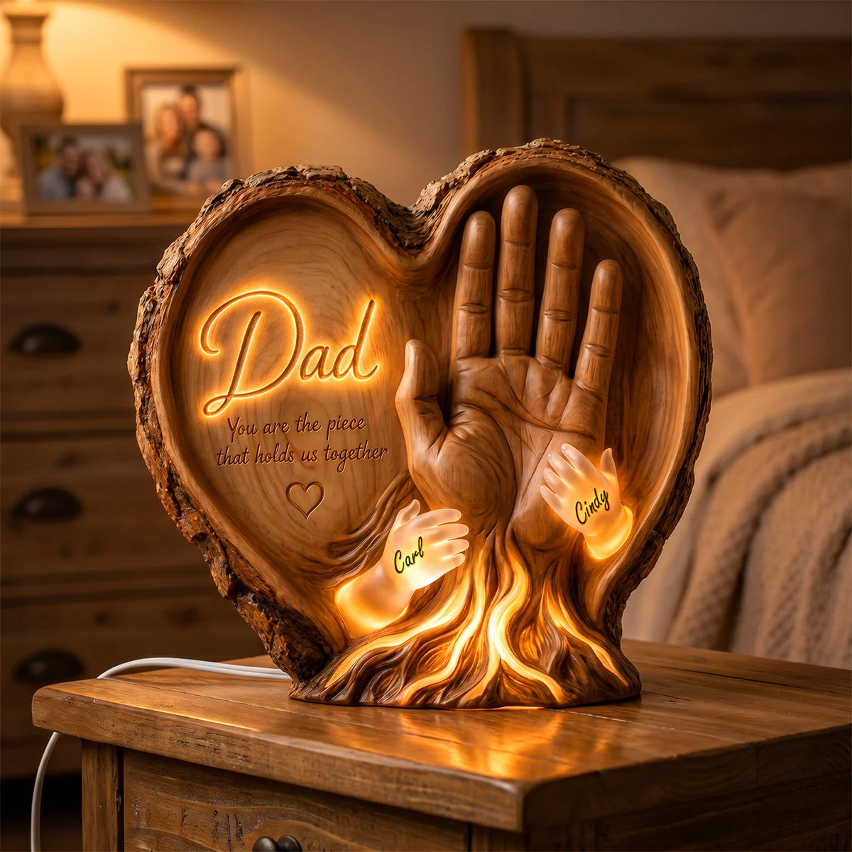 Dad You Are The Piece That Hold Us Together - Personalized Shape Acrylic Light Box - Gift For Dad - Image 2