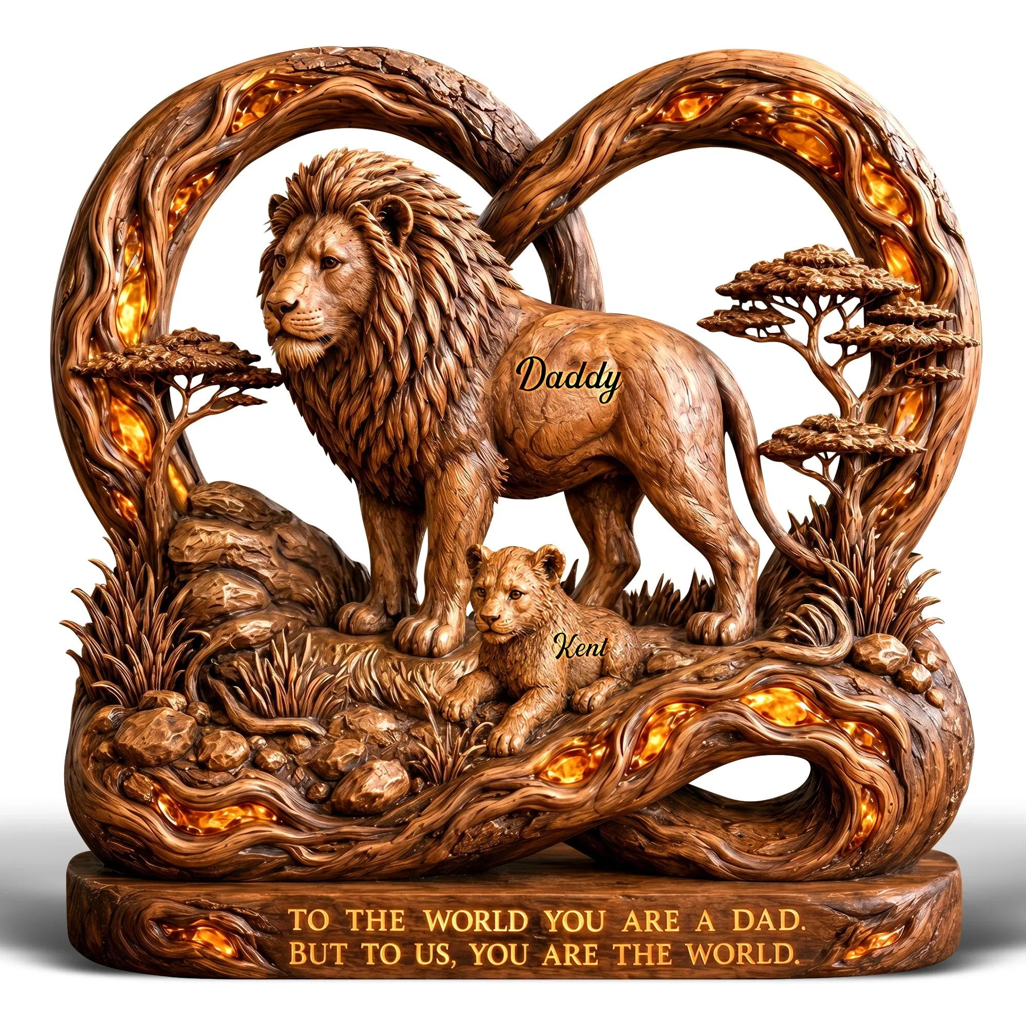 Dad You Are The World - Personalized Lion Dad And Kids Acrylic Plaque - Gifts For Dad, Father's Day - Image 4