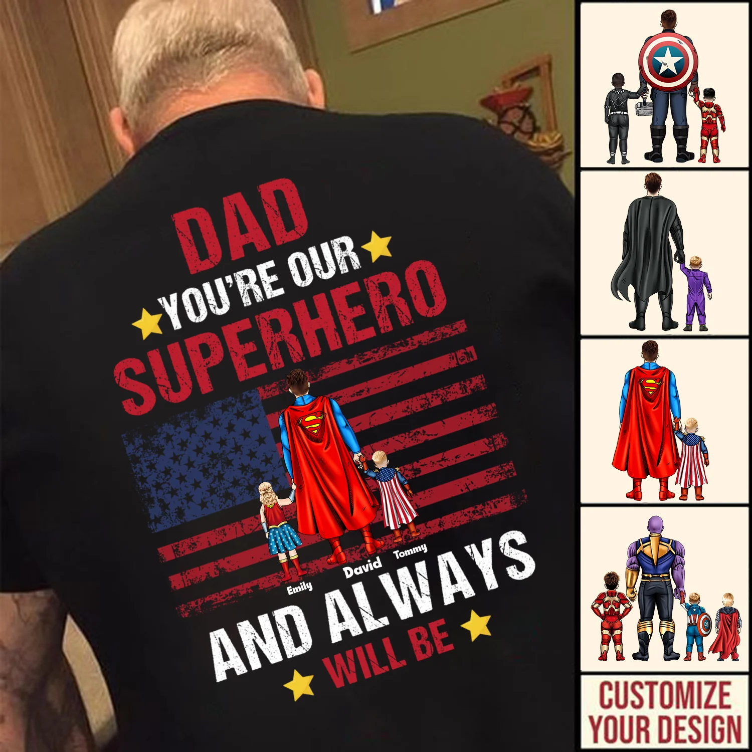Dad You're Our Superhero As Always - Gift For Father's Day - Personalized TShirt - Image 2