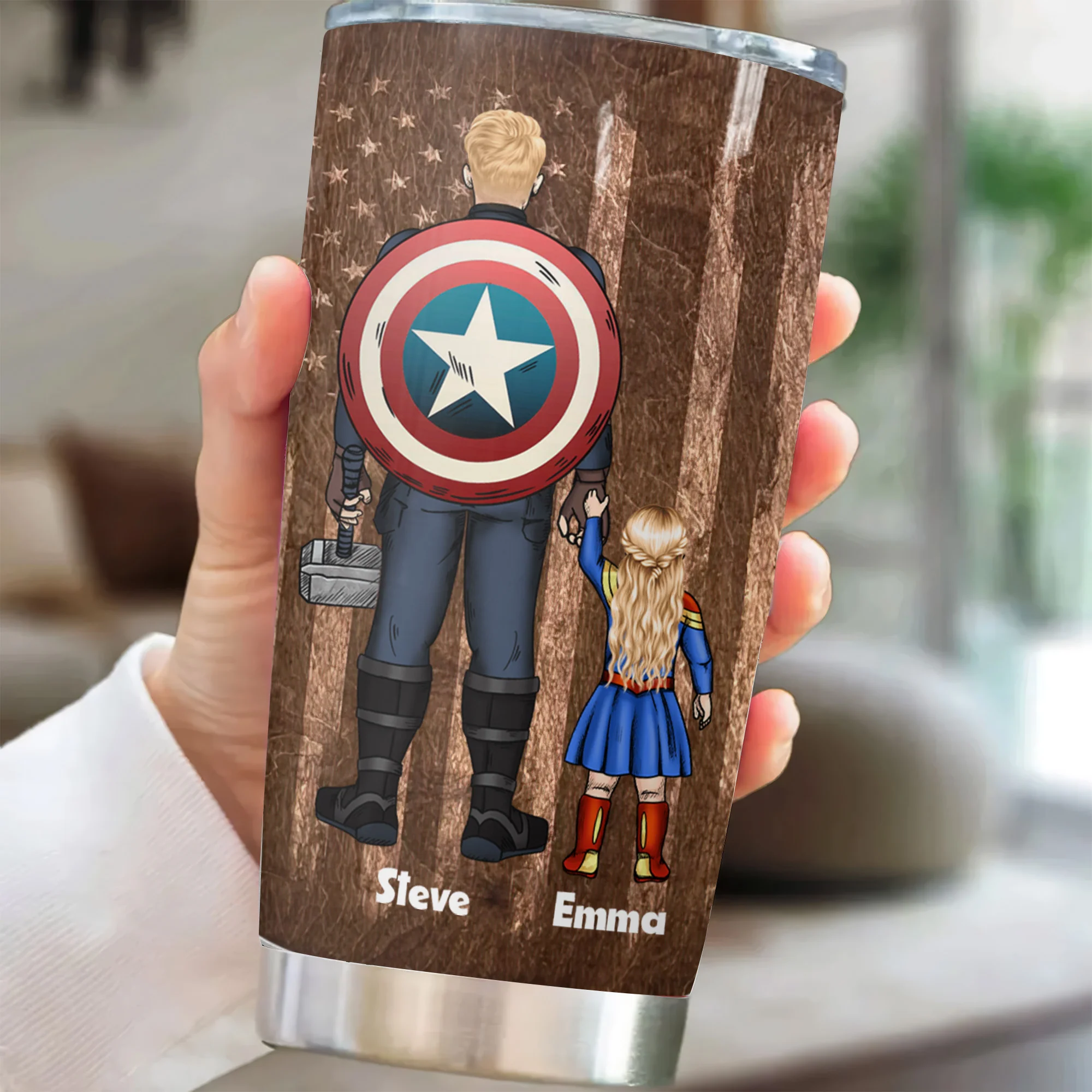 Daddy And Children Heart To Heart - Personalized Stainless Steel Tumbler - Gift For Dad, Father's Day | CL02 NA94 - Image 2