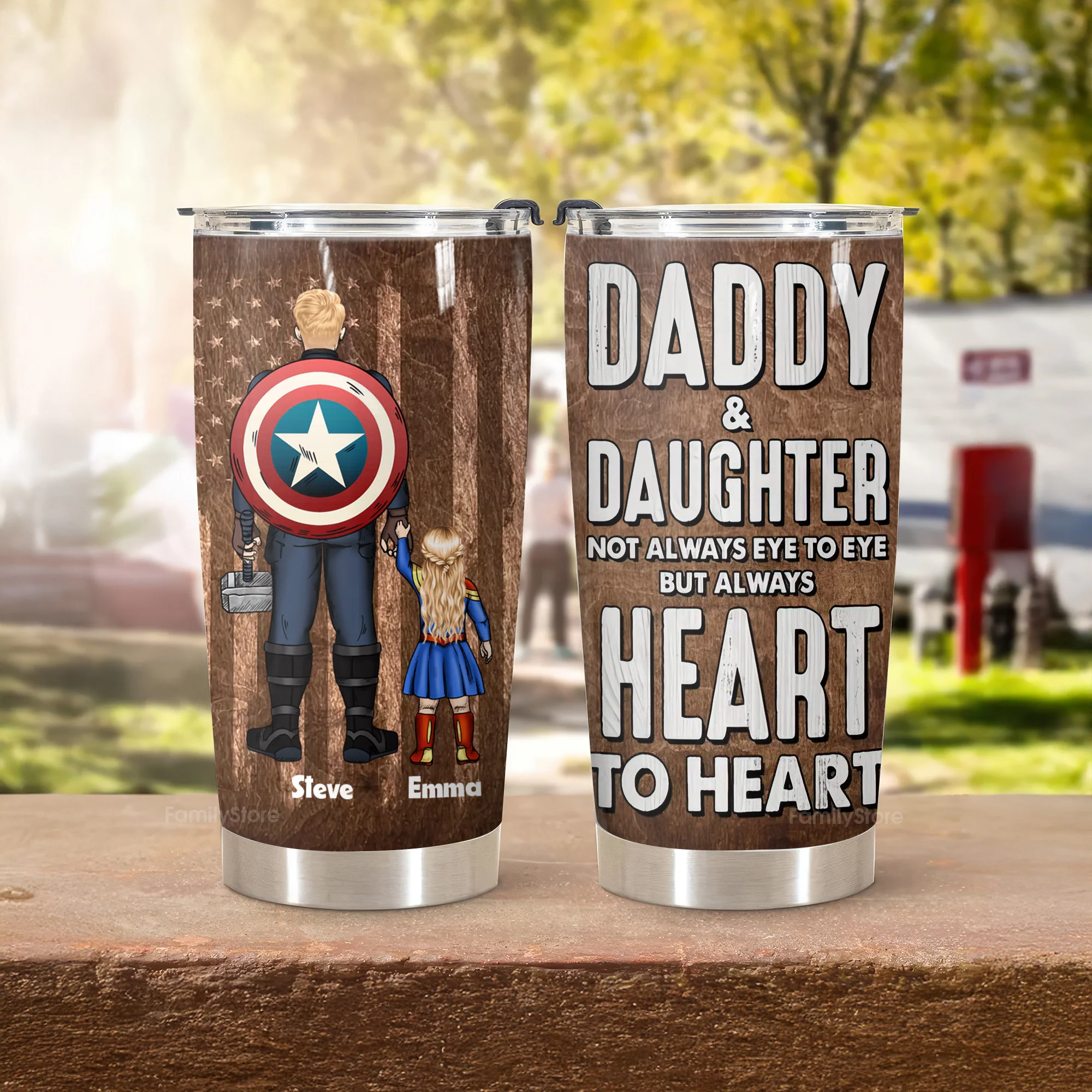 Daddy And Children Heart To Heart - Personalized Stainless Steel Tumbler - Gift For Dad, Father's Day | CL02 NA94 - Image 3