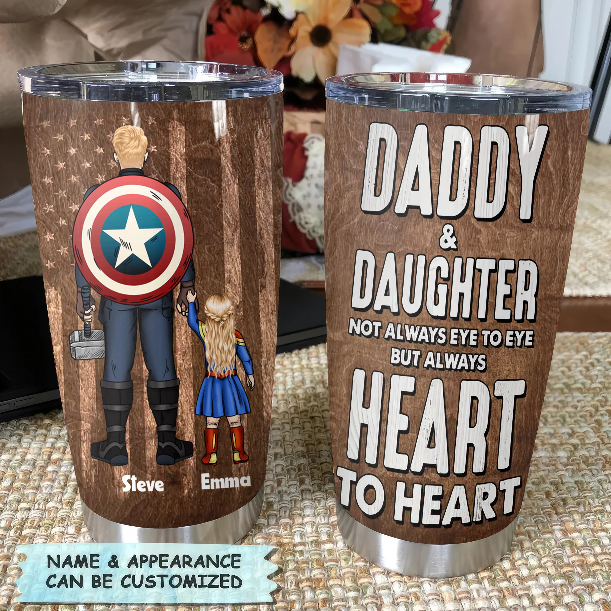 Daddy And Children Heart To Heart - Personalized Stainless Steel Tumbler - Gift For Dad, Father's Day | CL02 NA94 - Image 4