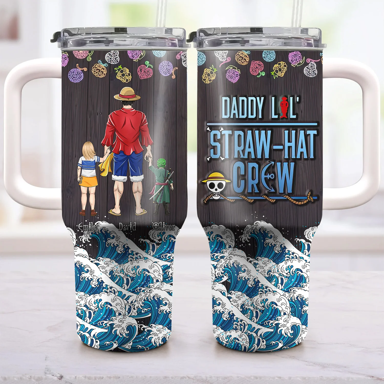 Daddy Lol Straw Hat Crew - Personalized 40oz Tumbler Cup With Straw - Gift For Dad, Father's Day | CL11  NA94